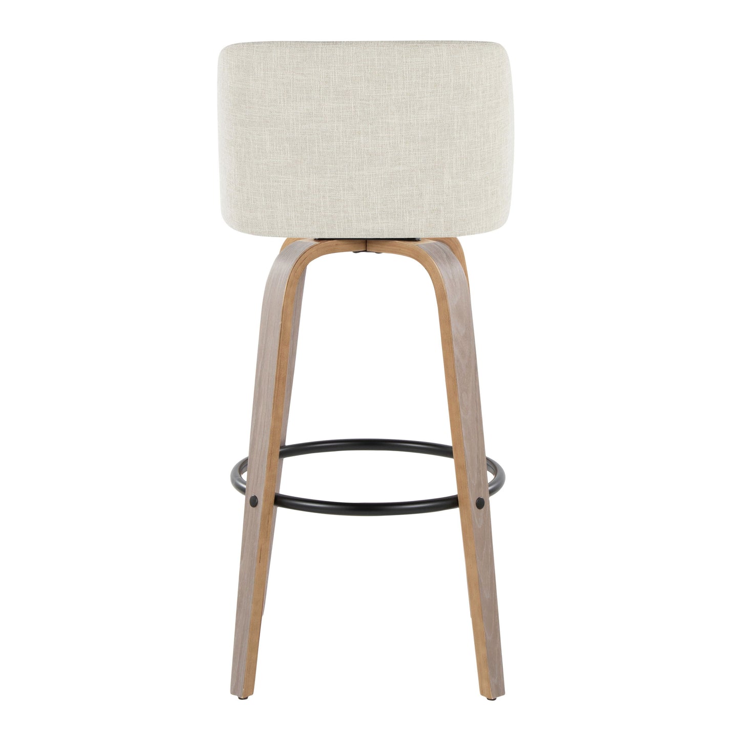 Toriano - Contemporary Fixed Height Barstool & Swivel With Round Footrest (Set of 2) - Light Gray / Cream