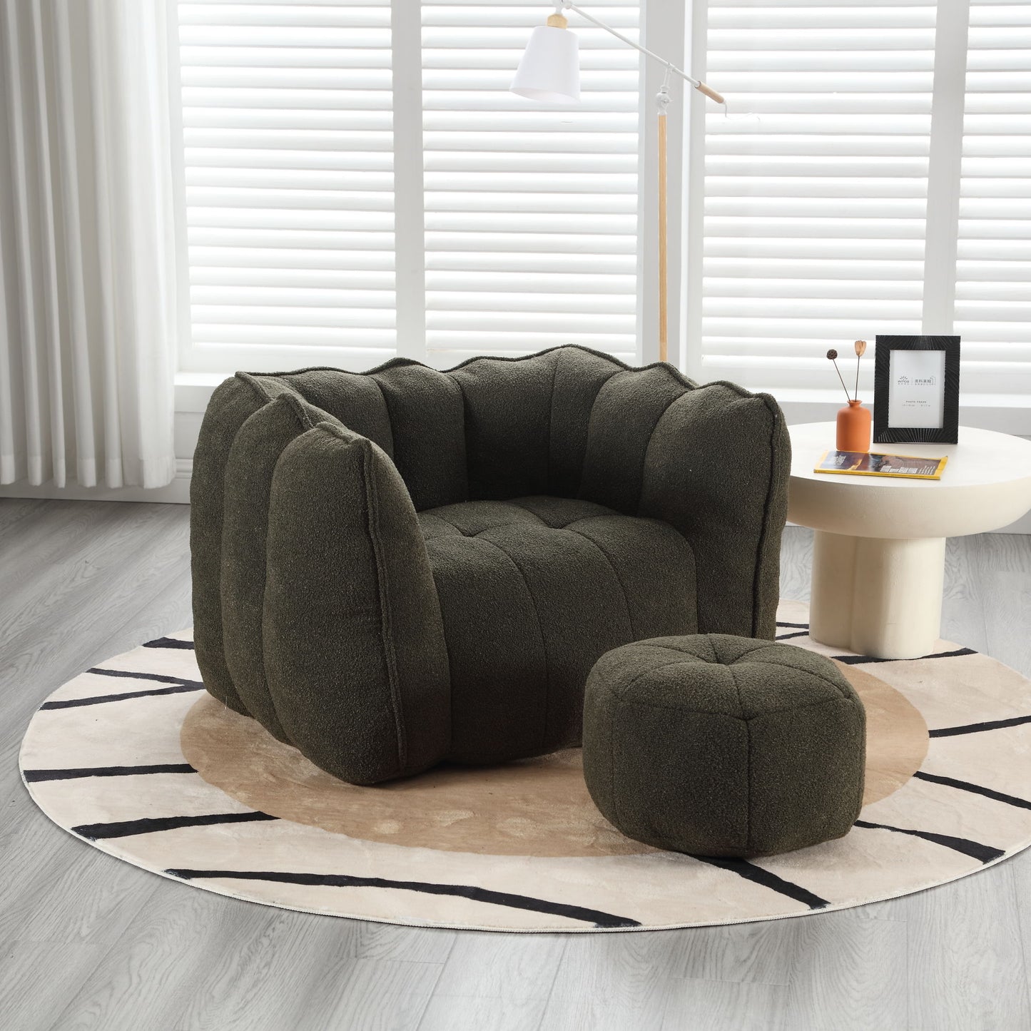 Soft Bean Bag Chair With High Resilient Foam (Chips) - Olive Green