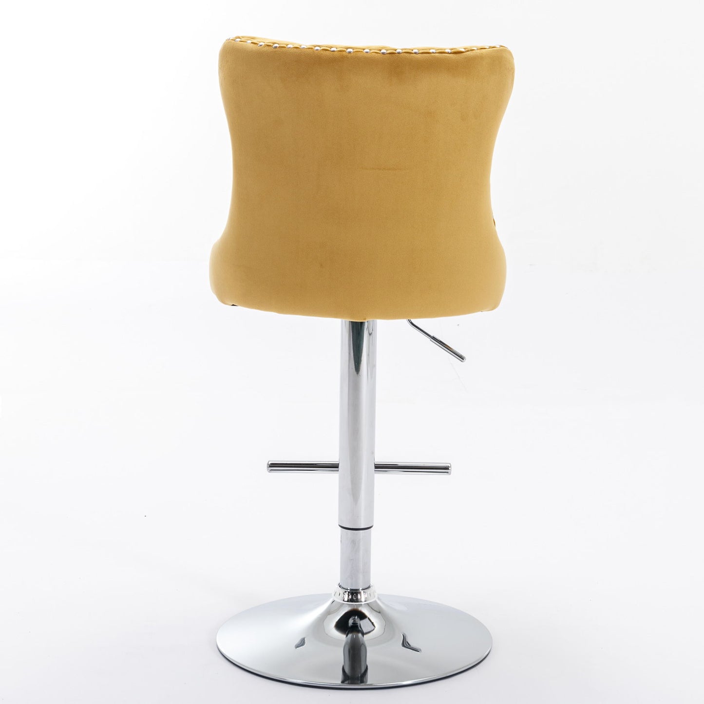 Swivel Velvet Barstools Adjusatble Seat Height From 25-33", Modern Upholstered Chrome Base Bar Stools With Backs Comfortable Tufted For Home Pub And Kitchen Island (Set of 2) - Gold
