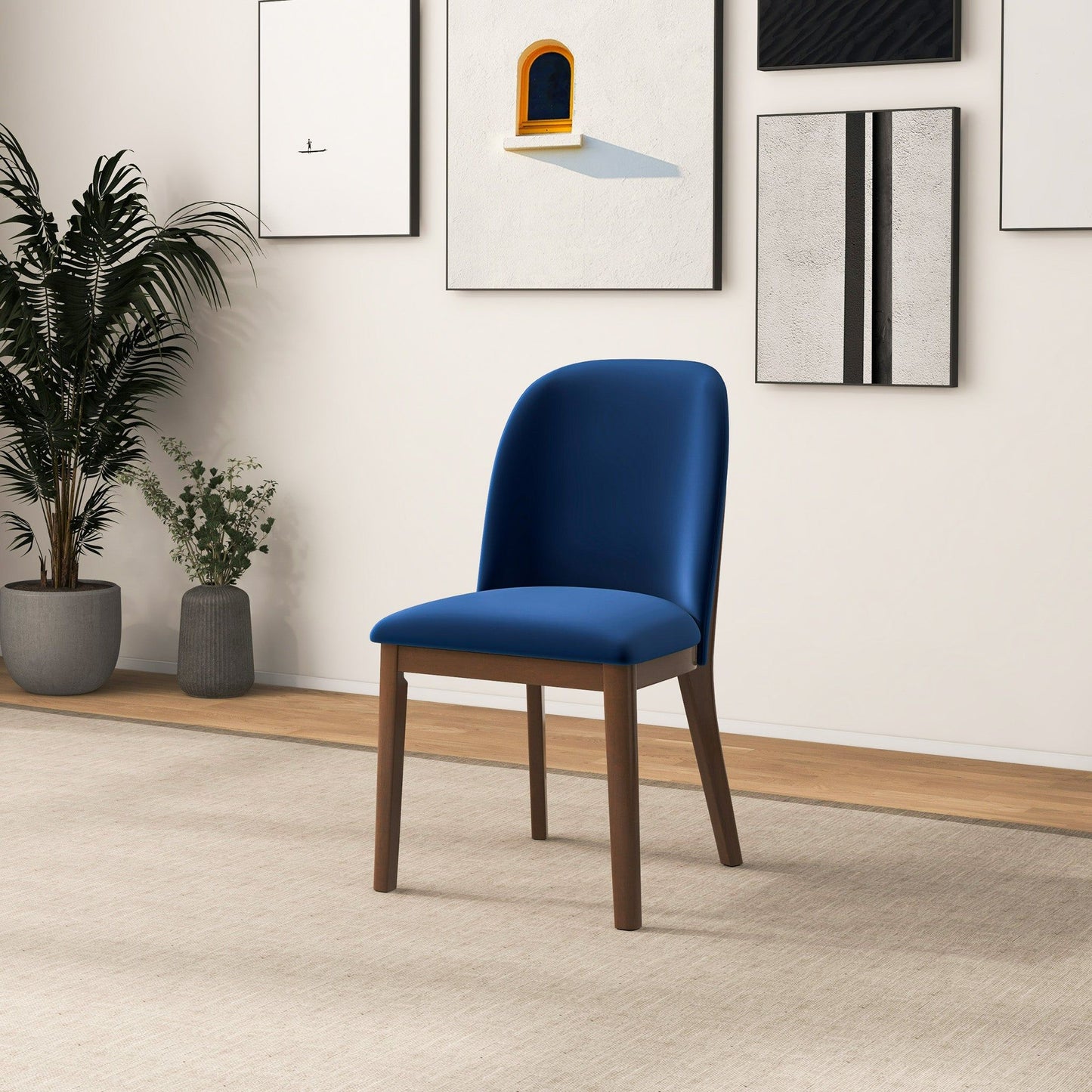 Kaitlyn - Dining Chair (Set of 2) - Brown / Navy Blue