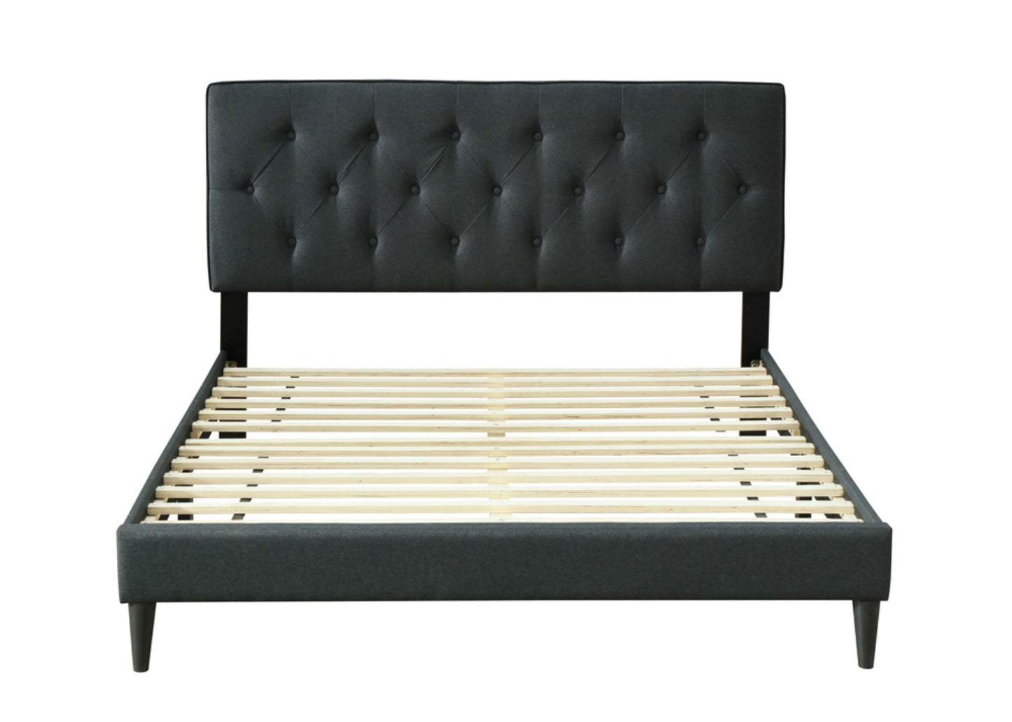 Queen Sized Tufted Bed With USB - Black