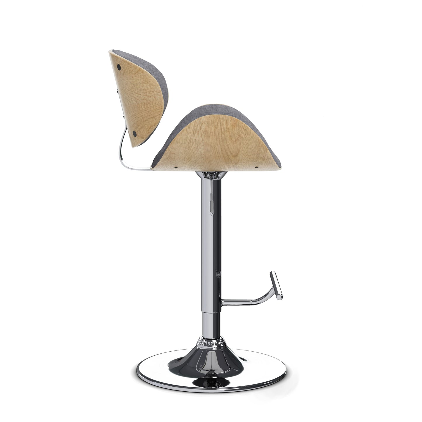 Marana - Bentwood Adjustable Swivel Bar Stool - Light Gray