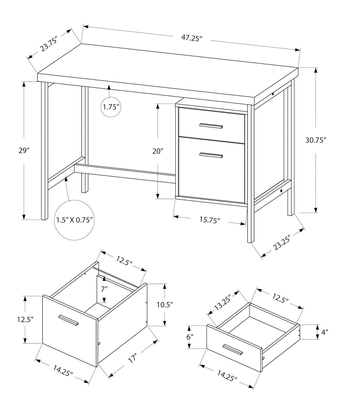 Computer Desk For Home Office, Laptop, Left, Right Set - Up, Storage Drawers, And Contemporary & Modern - Black