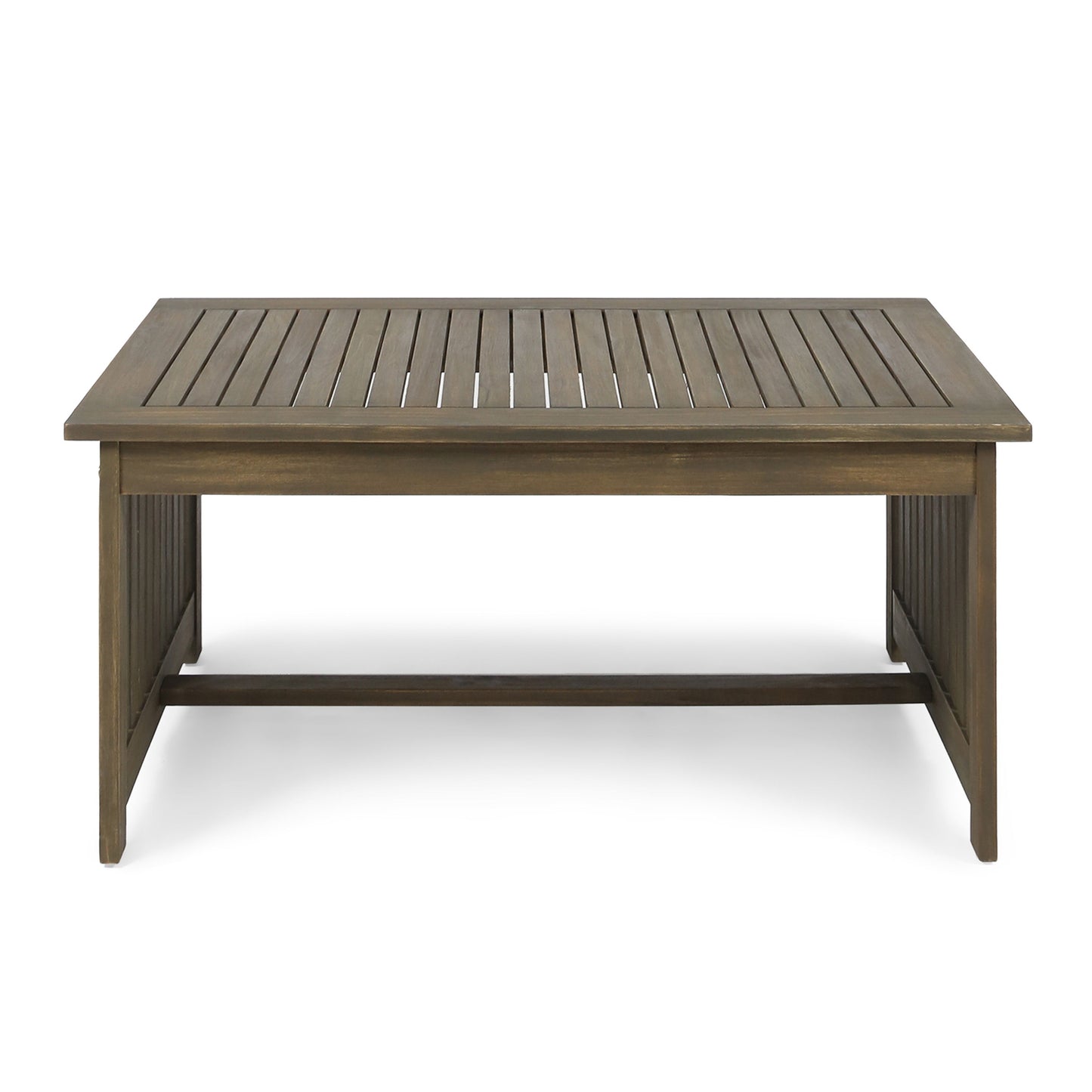 Acacia Wood Outdoor Coffee Table, Rectangular Patio Coffee Table For Outside - Gray