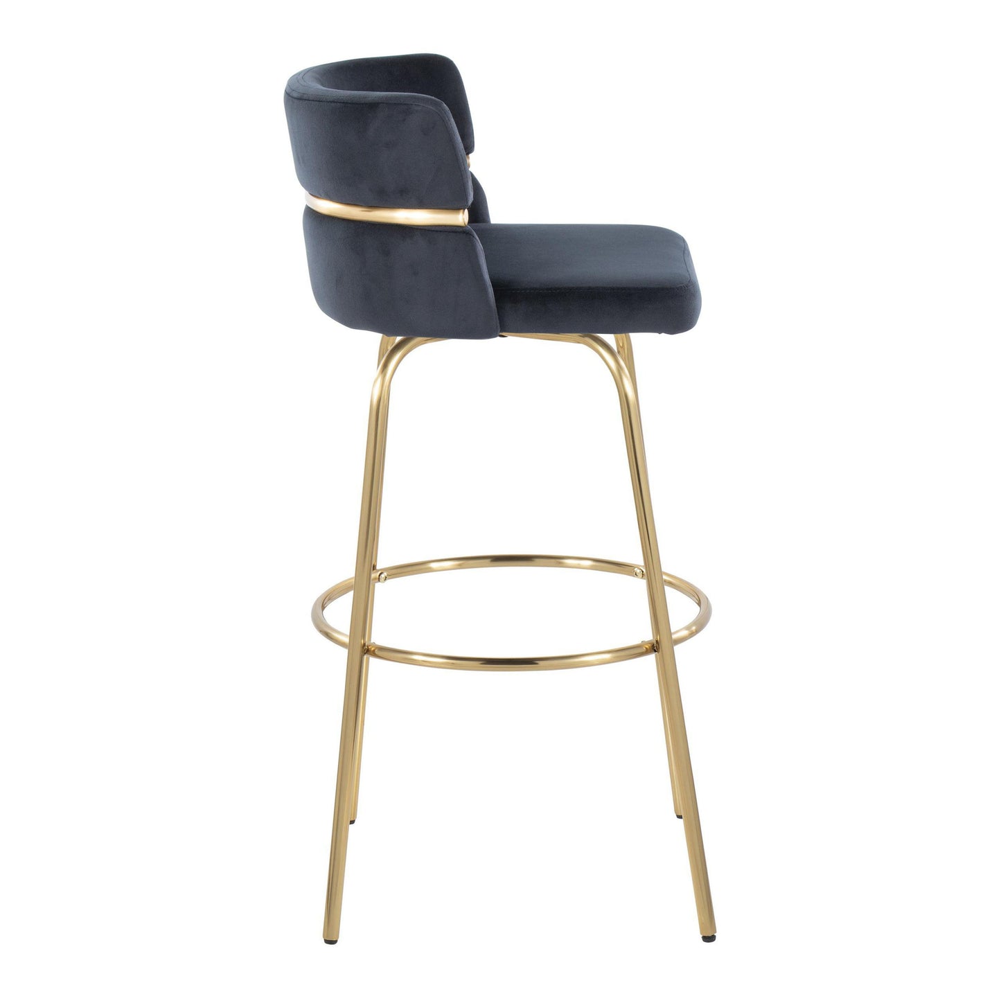 Cinch - Glam / Art Deco Fixed Height Barstool With Swivel With Round Footrest (Set of 2) - Gold / Black