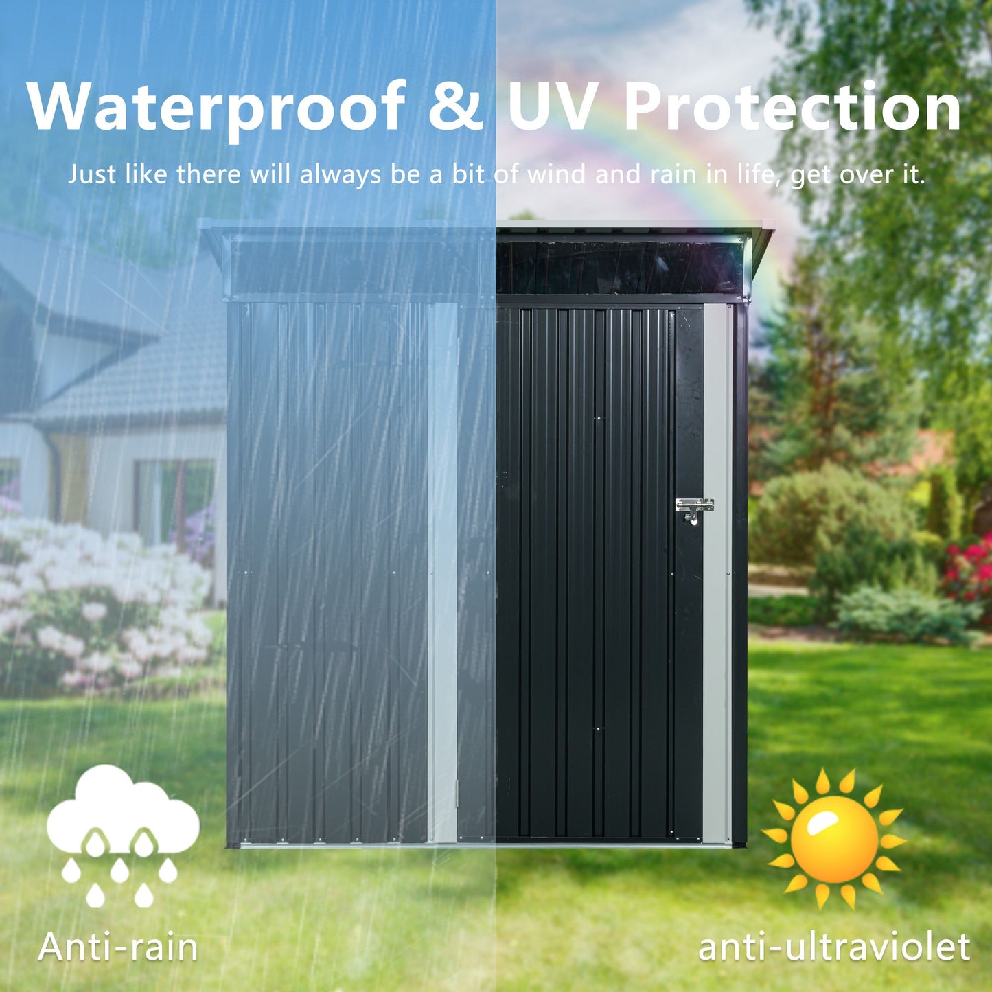 Tc53Bl Outdoor Metal Storage Shed Transparent Plate - Black