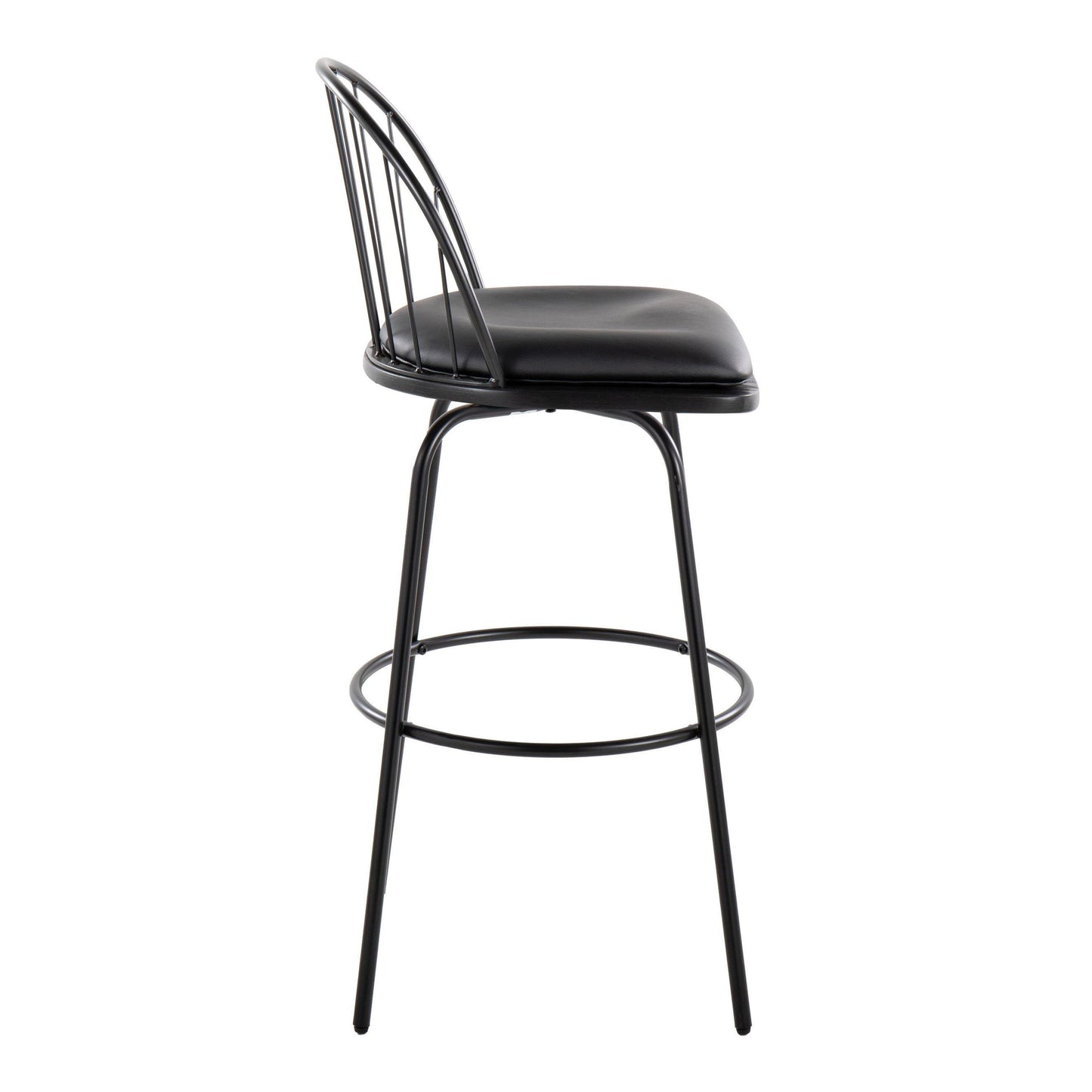 Riley - Claire Farmhouse Fixed Height Barstool With Swivel With Round Footrest (Set of 2) - Black