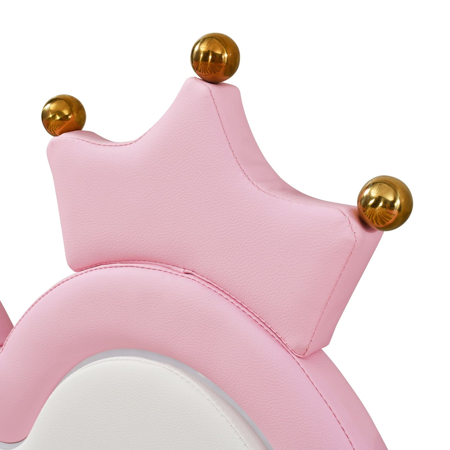 Twin Extending Daybed With LED Lights, Modern Upholstered Princess Daybed With Crown Headboard - Pink