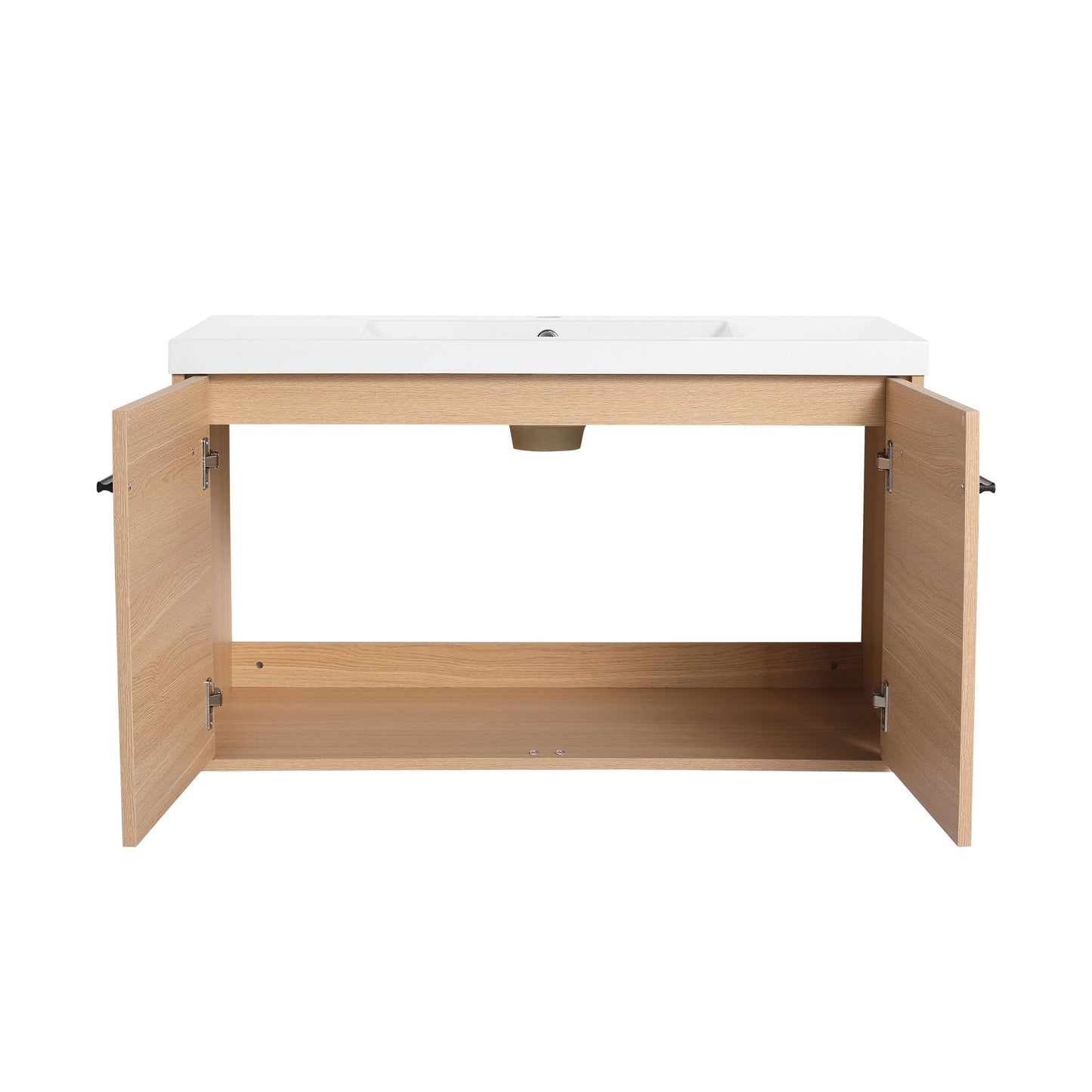 Bathroom Vanity With Resin Countertop Sink, 2 Doors Cabinet Set - Oak