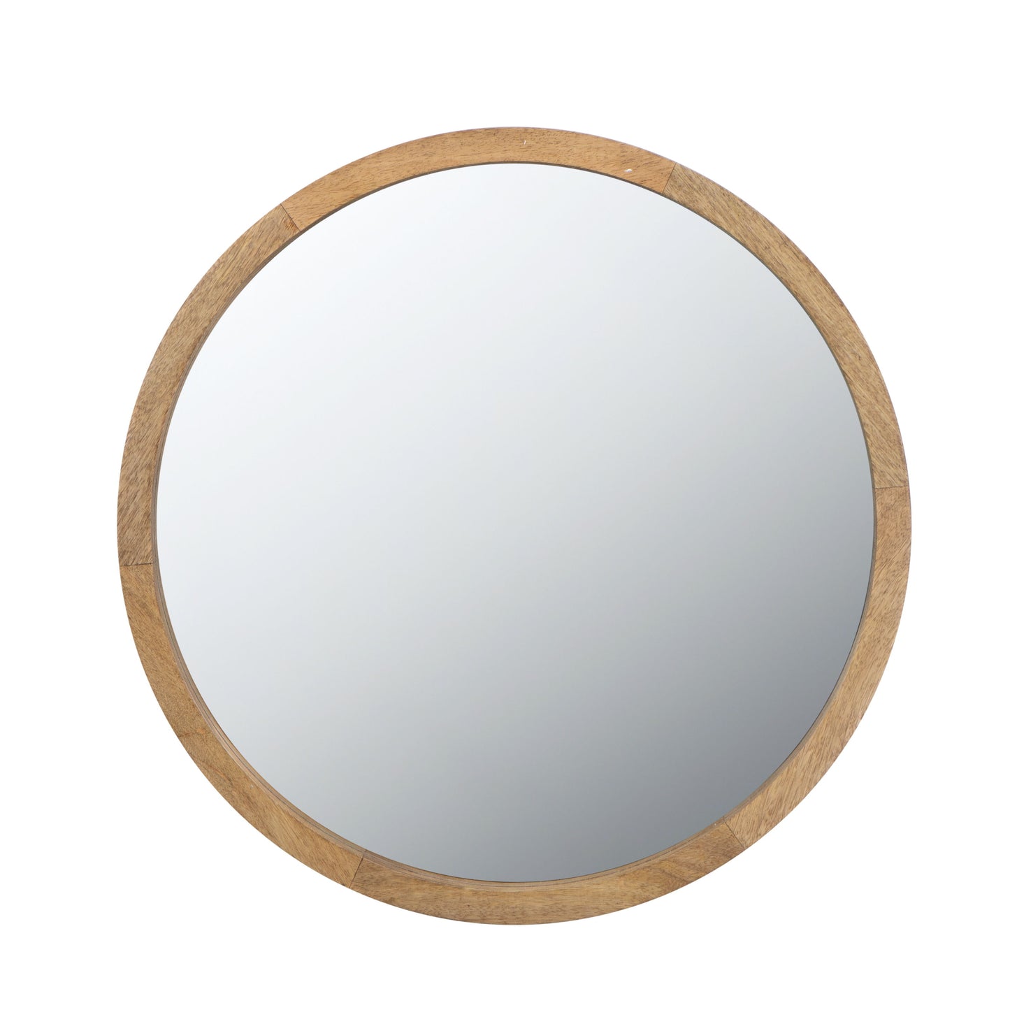 Circle Wall Mirror With Wooden Frame, Wall Mirror For Living Room - Brown