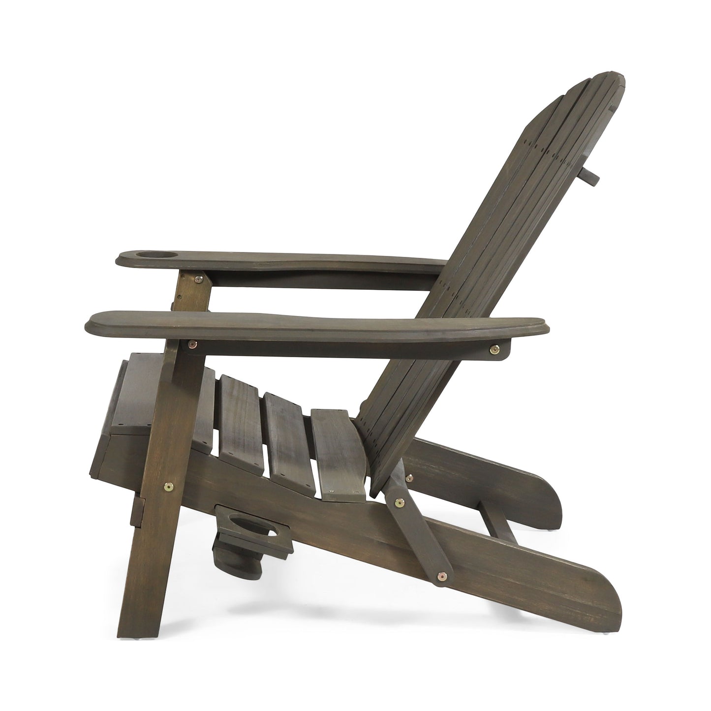 Zenithia - Outdoor Foldable Adirondack Chair With 2 Cup Holders - Gray