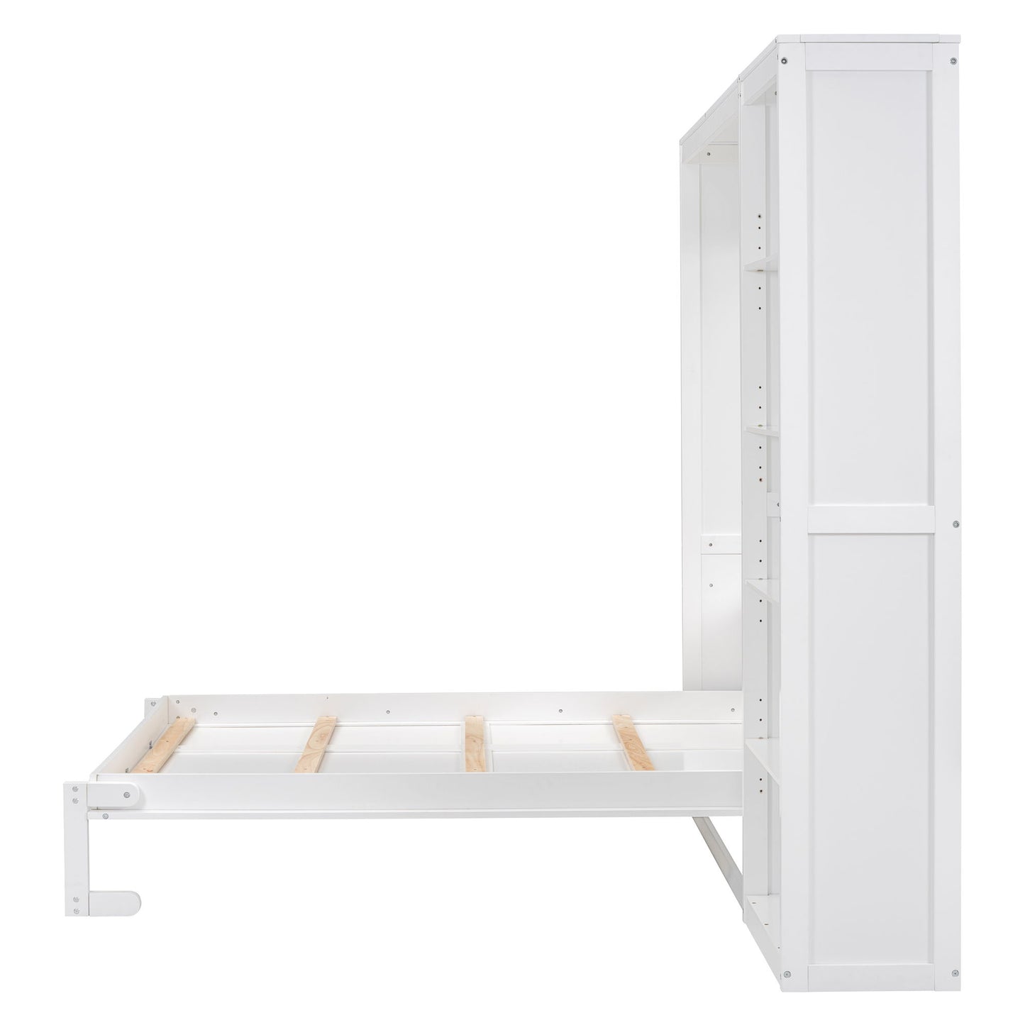 Full Size Murphy Wall Bed With Shelves - White