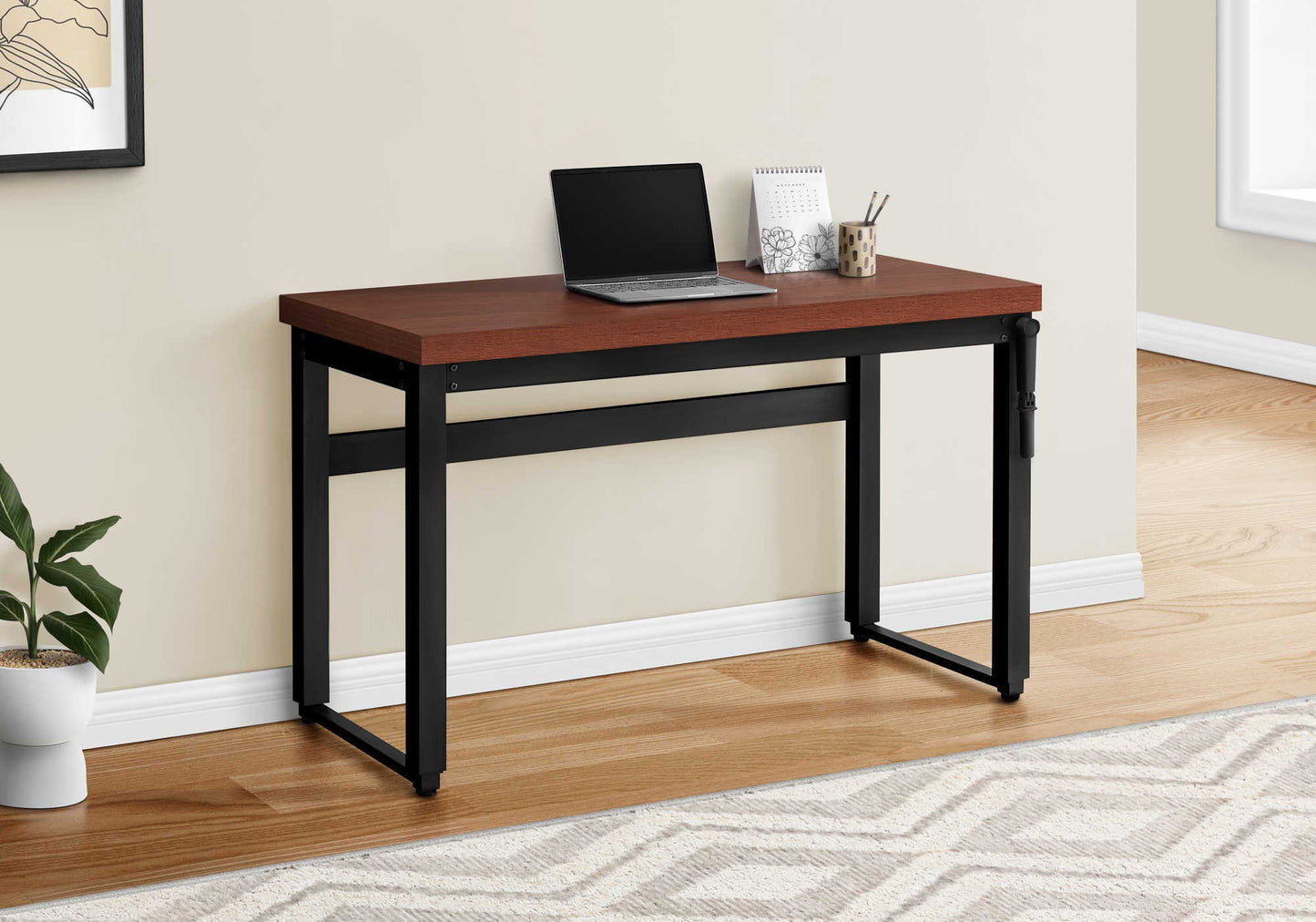 Computer Desk, Home Office, Standing, Adjustable, Laptop, Contemporary & Modern - Cherry