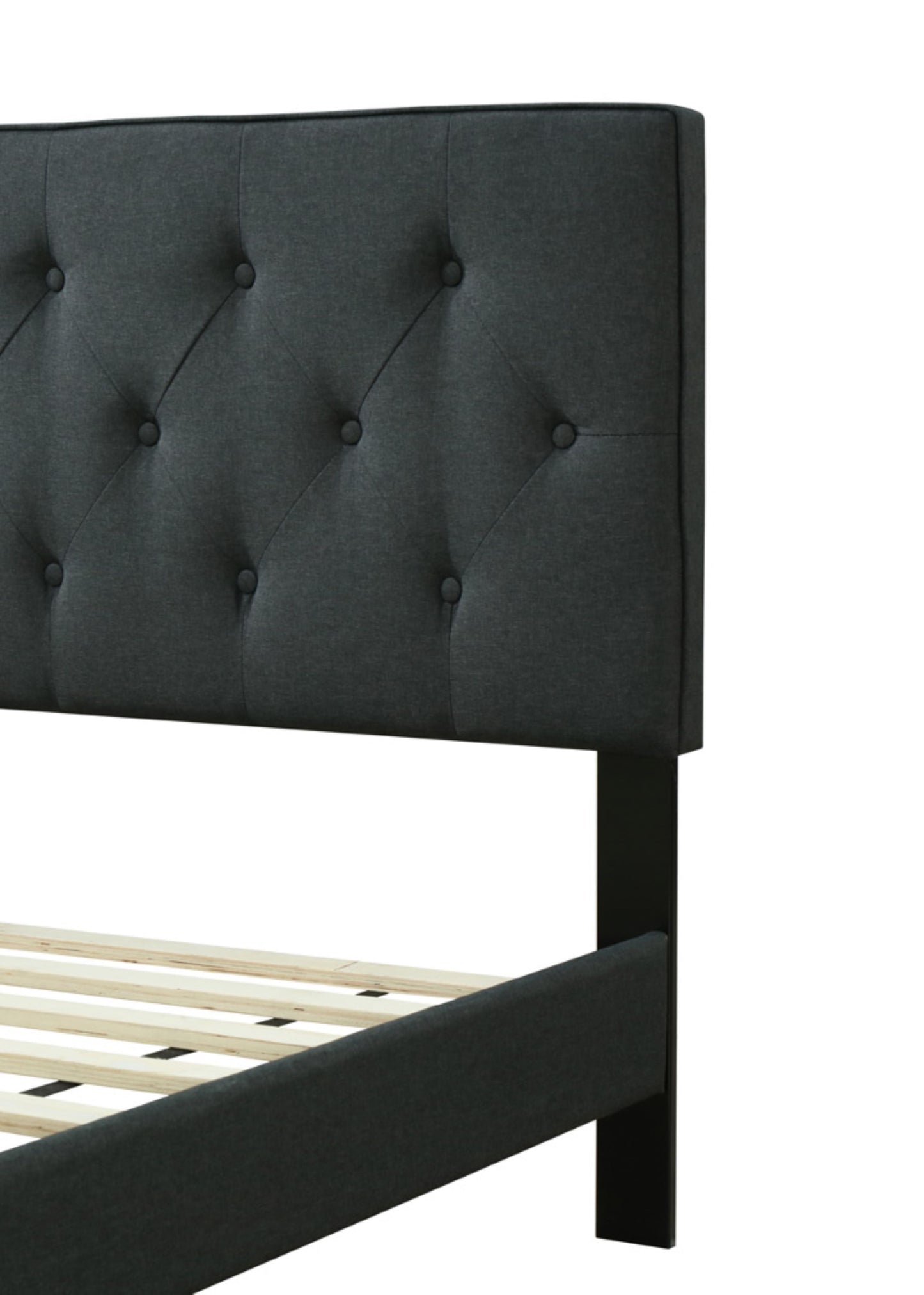 Queen Sized Tufted Bed With USB - Black