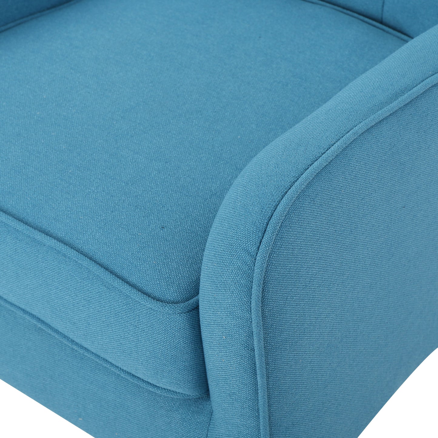 Modern Arm Chair With Tufted Back And Wooden Legs - Teal