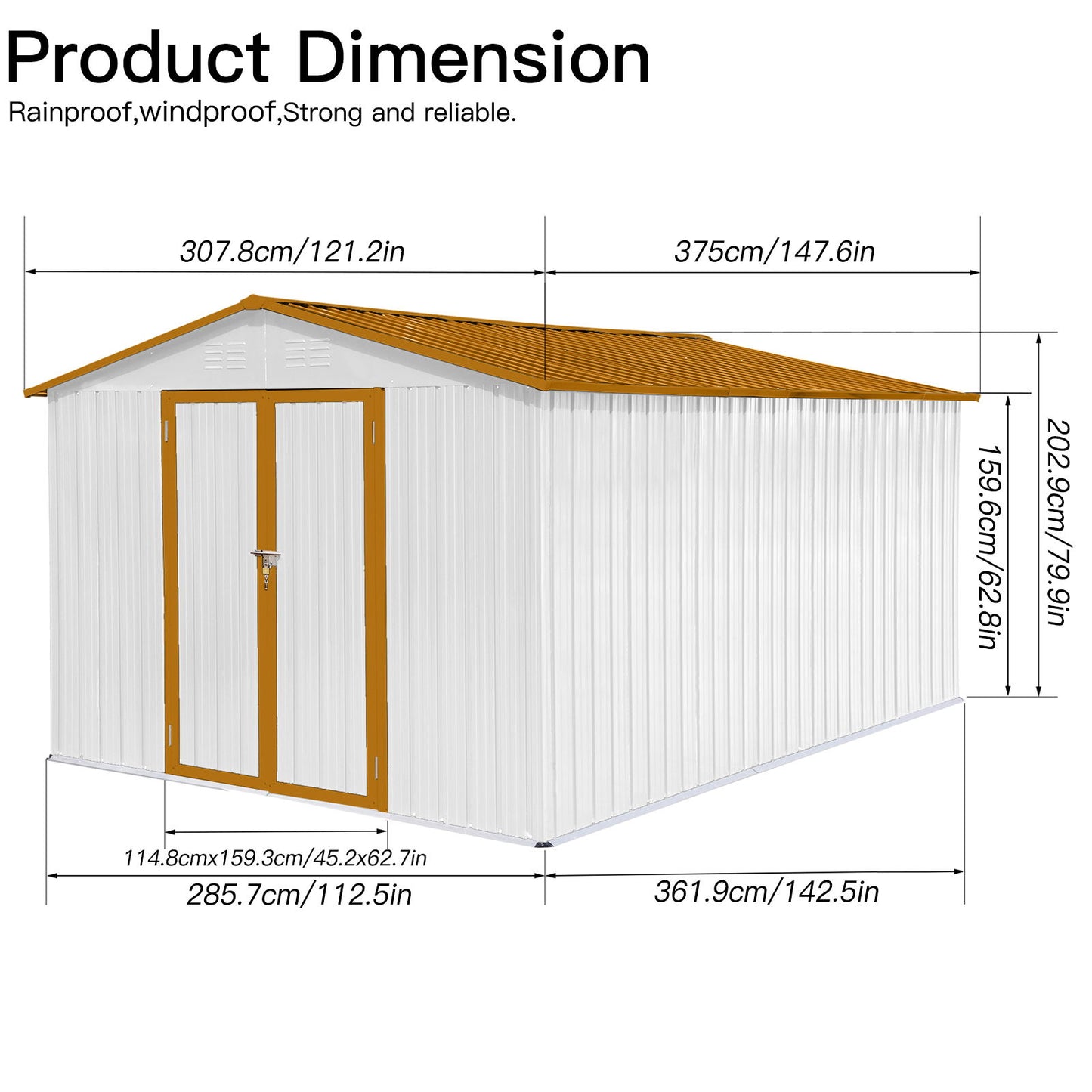 10'x12' Garden Sheds Outdoor Storage Sheds - White / Yellow
