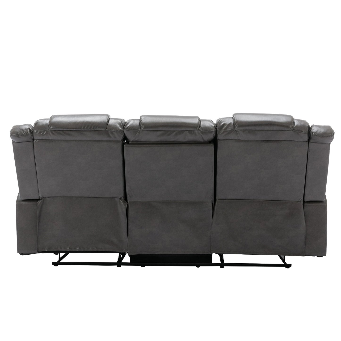 3 Seater Home Theater Recliner Manual Recliner Chair With Two Built-In Cup Holders For Living Room - Gray