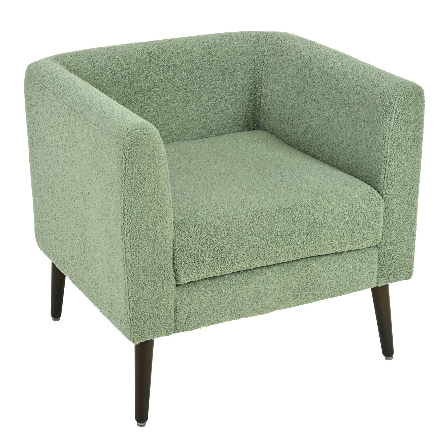 Modern Accent Chair, Upholstered Armchair For Living Room, Mid Century Fabric Lounge Chair With Pillow, Comfortable Reading Chair With Wood Legs For Living Room, Reception Room - Light Green