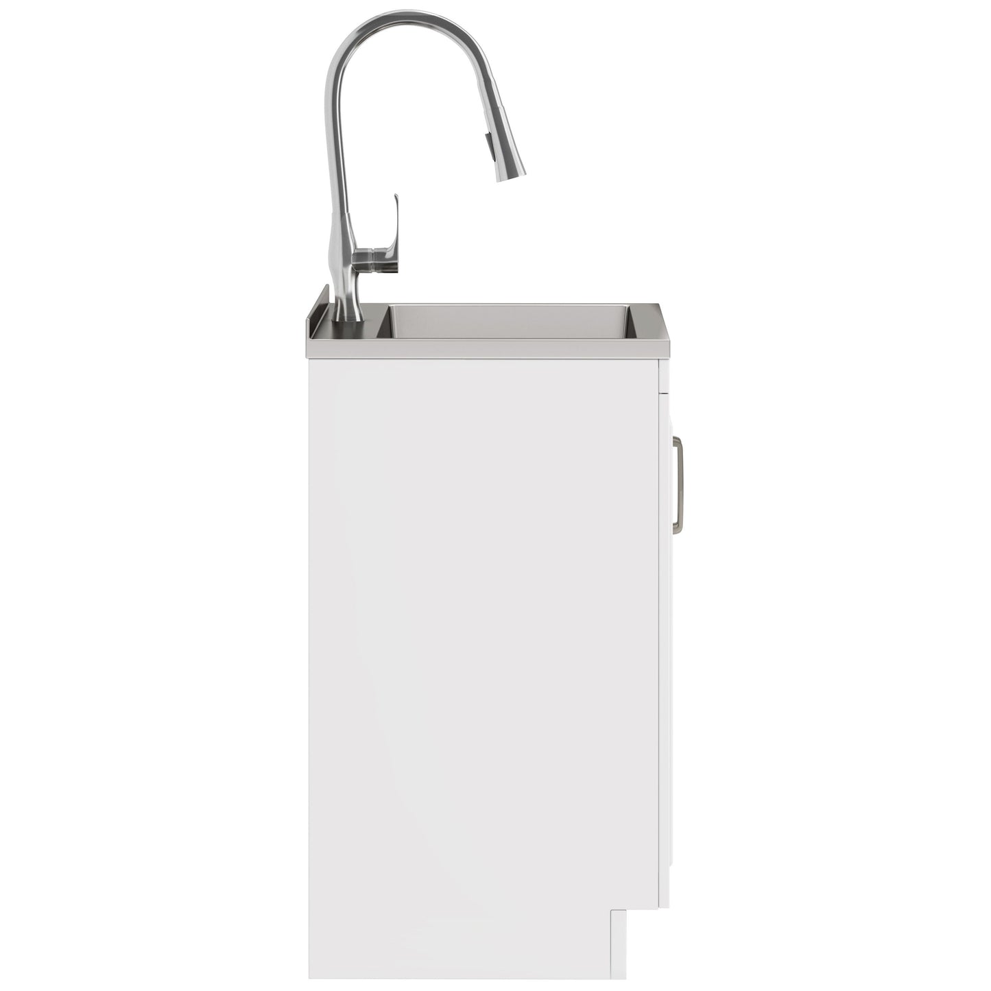 Darwin - Deluxe Laundry Cabinet With Pull-Out Faucet And Stainless Steel Sink - White