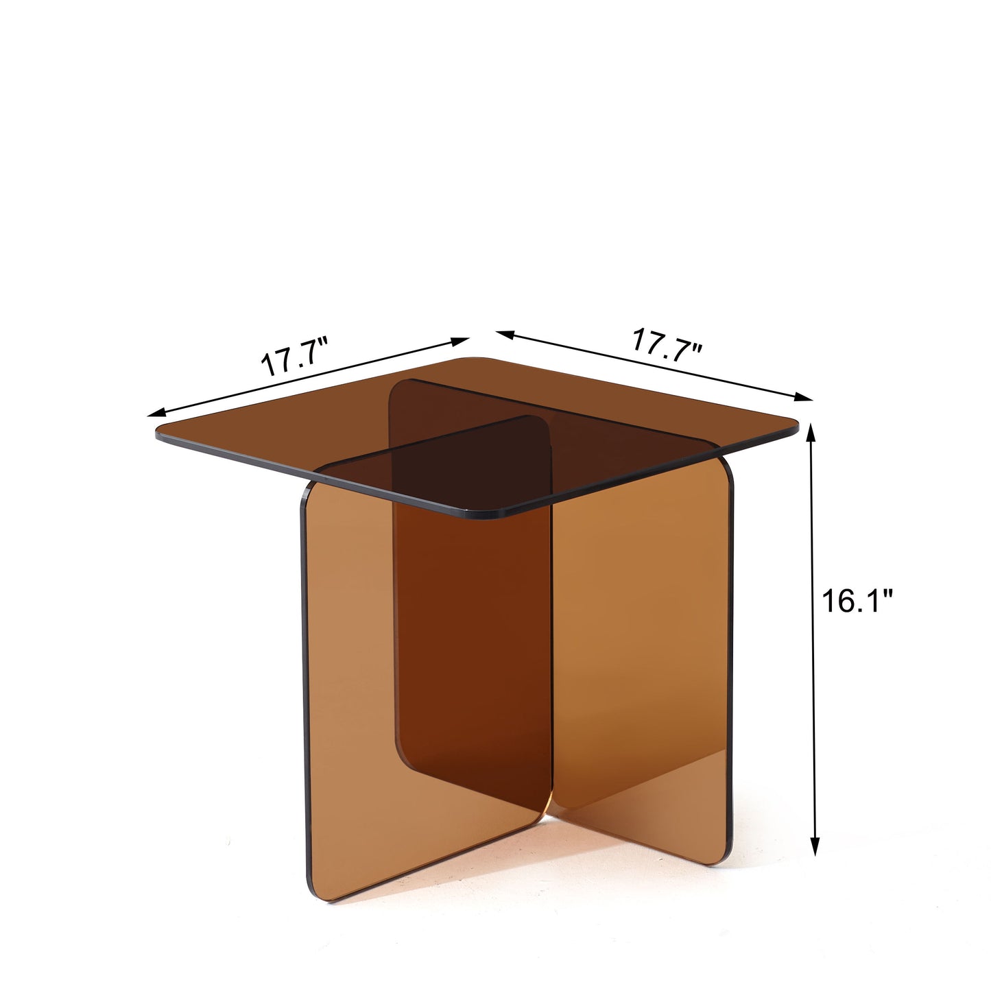 Tempered Brown Glass Sidetable, Small Tea Table Night Stand Tempered Glass Sofa Table - Brown