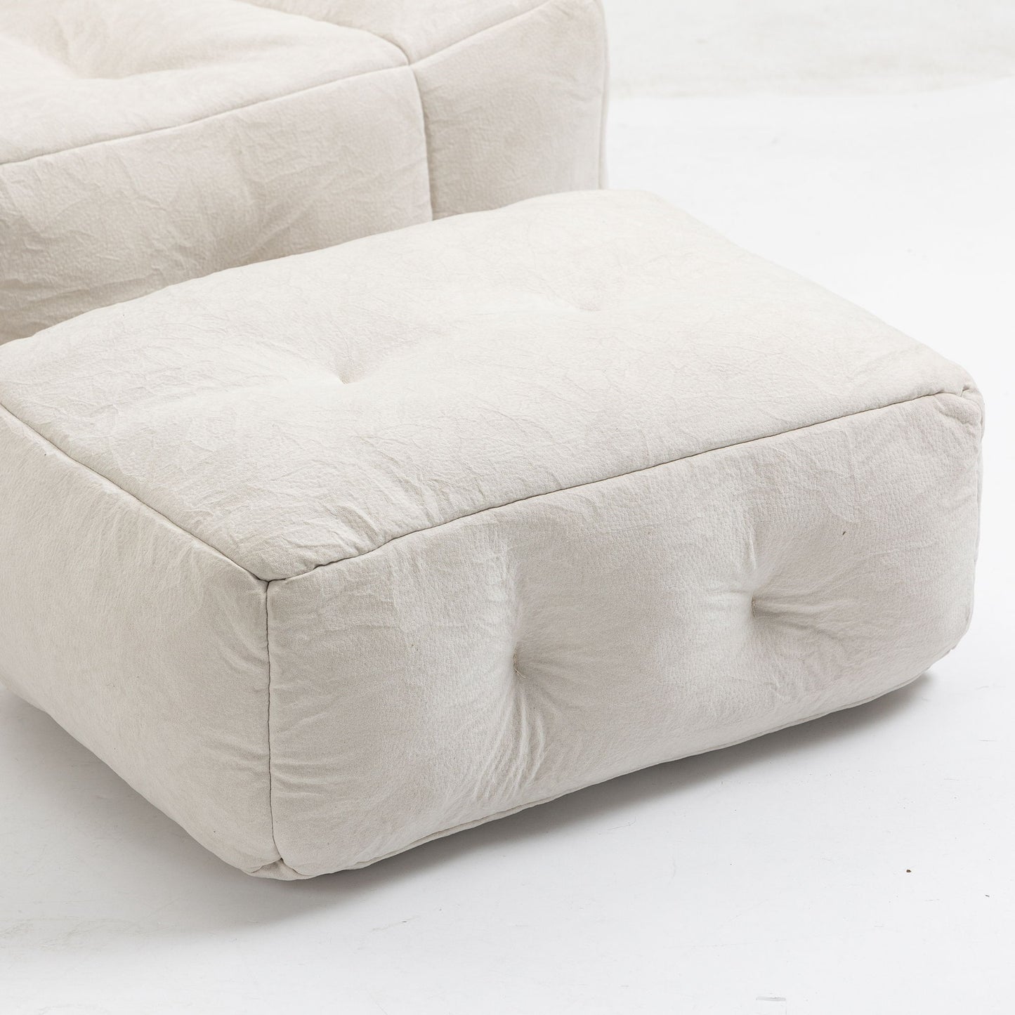 Fluffy Bean Bag Chair, Comfortable Bean Bag For Adults And Children, Super Soft Lazy Sofa Chair With Memory Foam And Ottoman, Indoor Modern Focus Bean Bag Chair For Living Room, Bedroom, Apartment - White