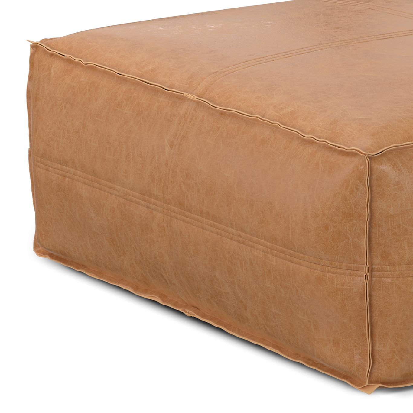 Brody - Extra Large Coffee Table Pouf - Distressed Brown