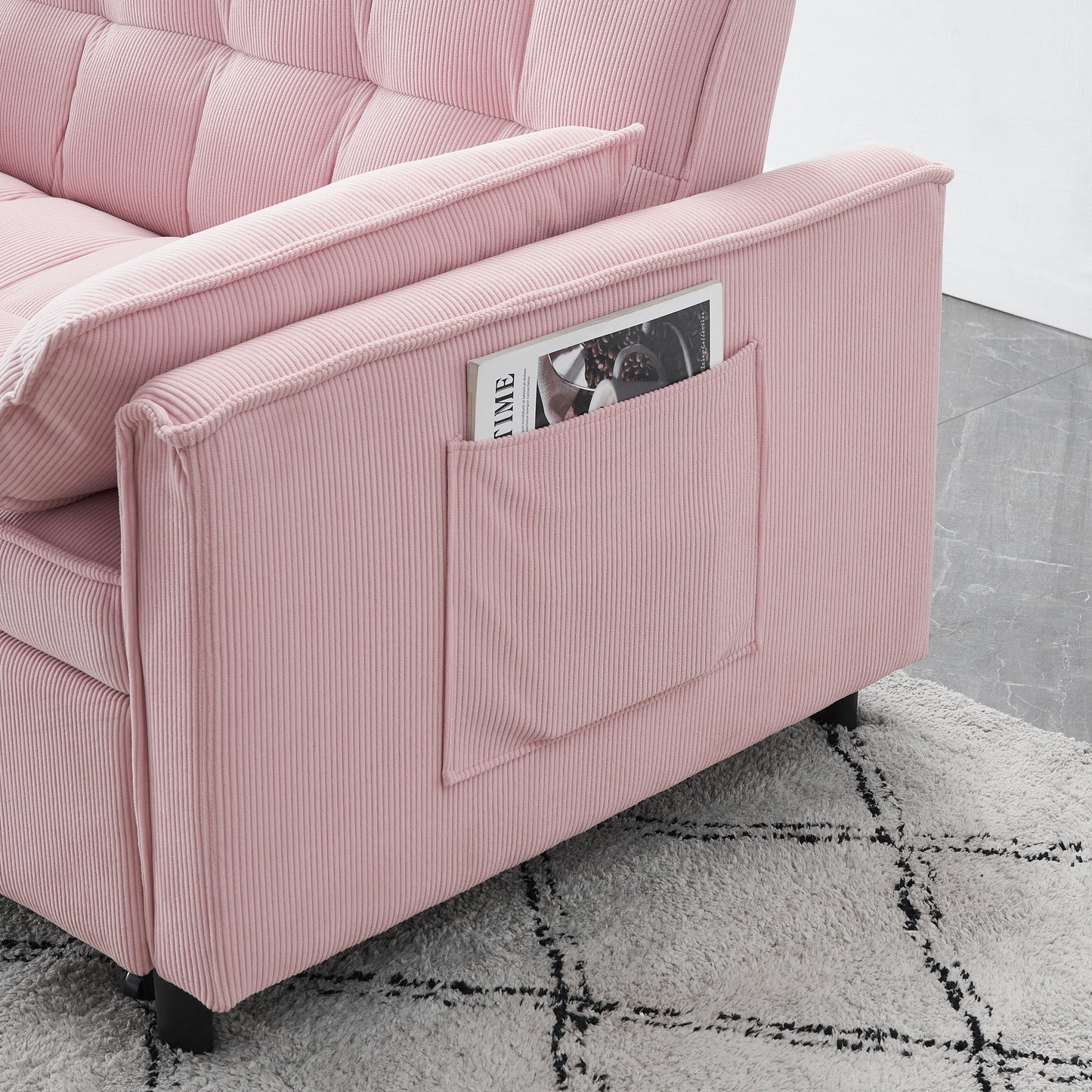 Folding Sofa Bed With Adjustable Back Access To Sofa Recliner Single Bed Adult Modern Chair Bed - Pink