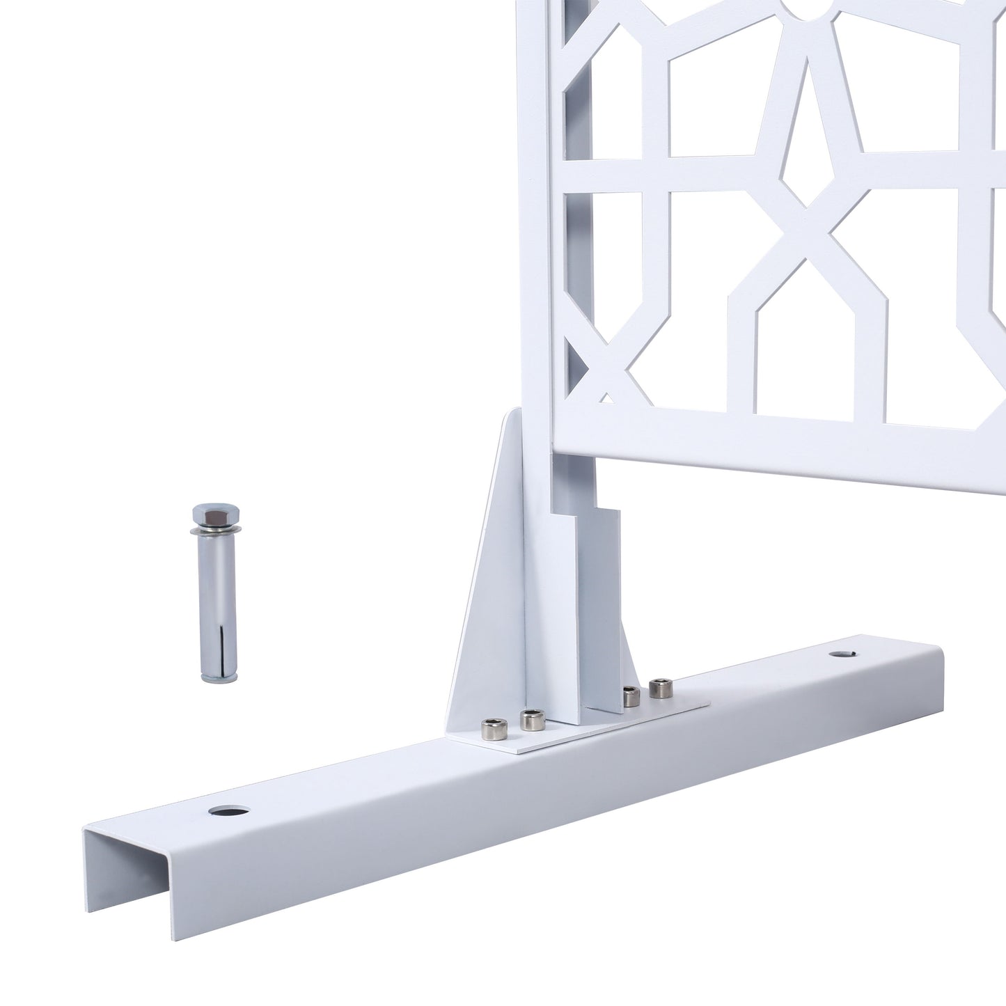 Outdoor & Indoor Metal Privacy Screen Freestanding Decorative Privacy Screen - White