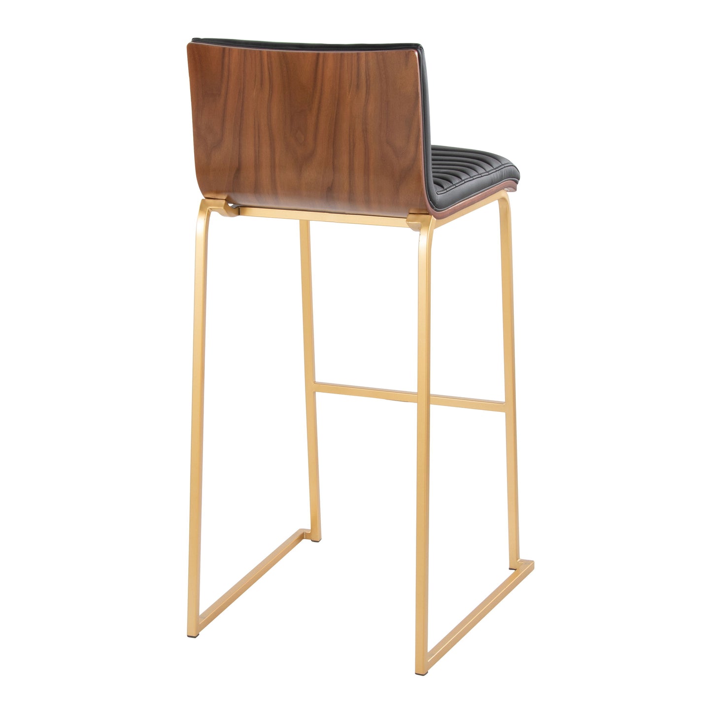 Mason Mara - Contemporary Fixed Height Barstool (Set of 2) - Gold / Walnut / Black