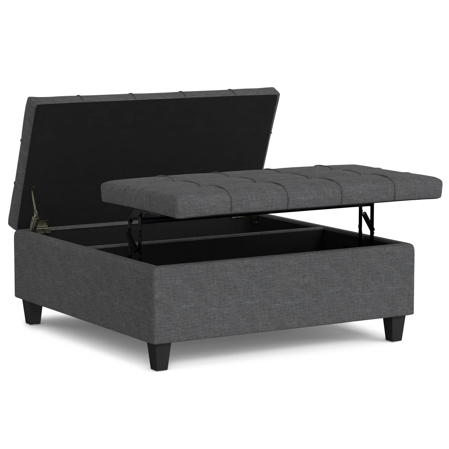 Harrison - Multifunctional Large Square Coffee Table Storage Ottoman - Gray