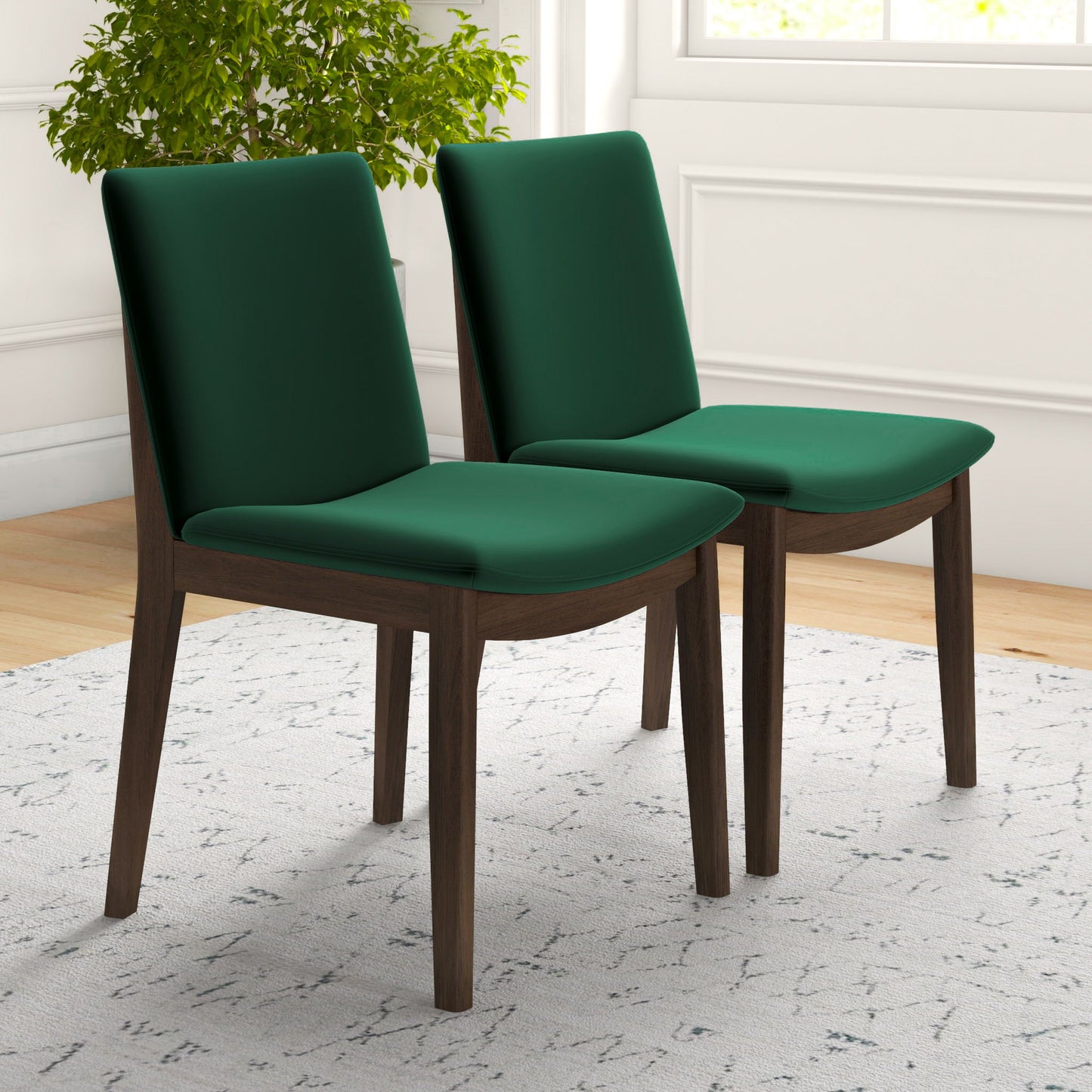 Laura - Mid-Century Modern Solid Wood Dining Chair (Set of 2) - Green