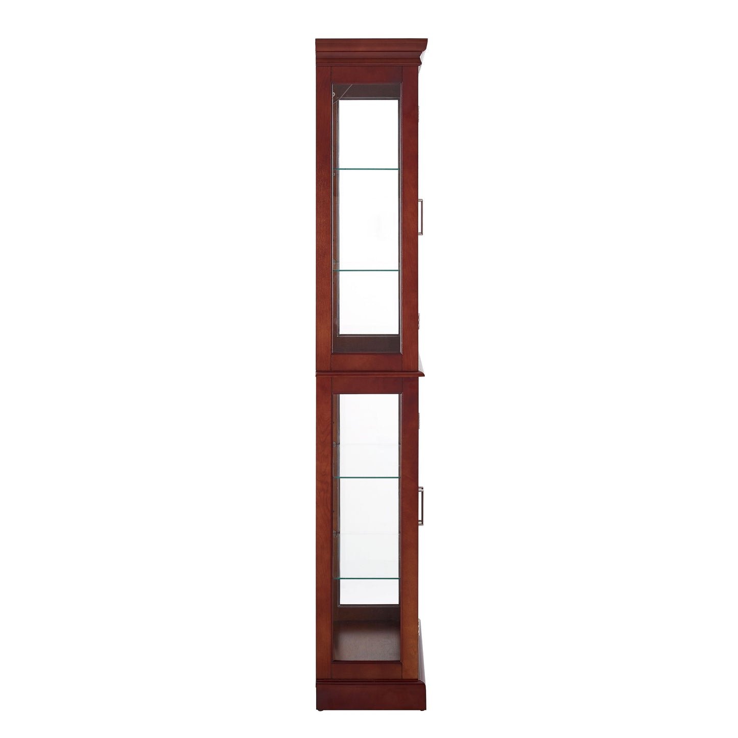Curio Cabinet Lighted Curio Diapaly Cabinet With Adjustable Shelves And Mirrored Back Panel, Tempered Glass Doors 6 Tier, (E26 Light Bulb Not Included) - Cherry