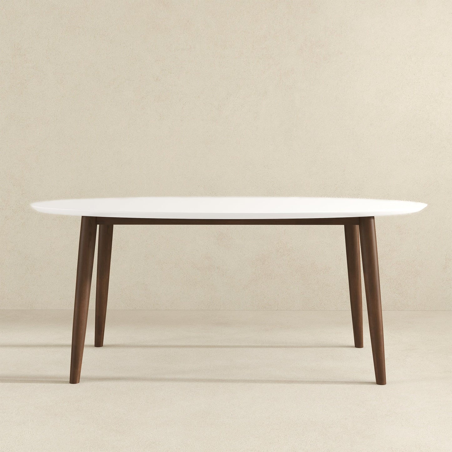 Ada - Mid-Century Modern Style Top Oval Dining Table - Brown / White