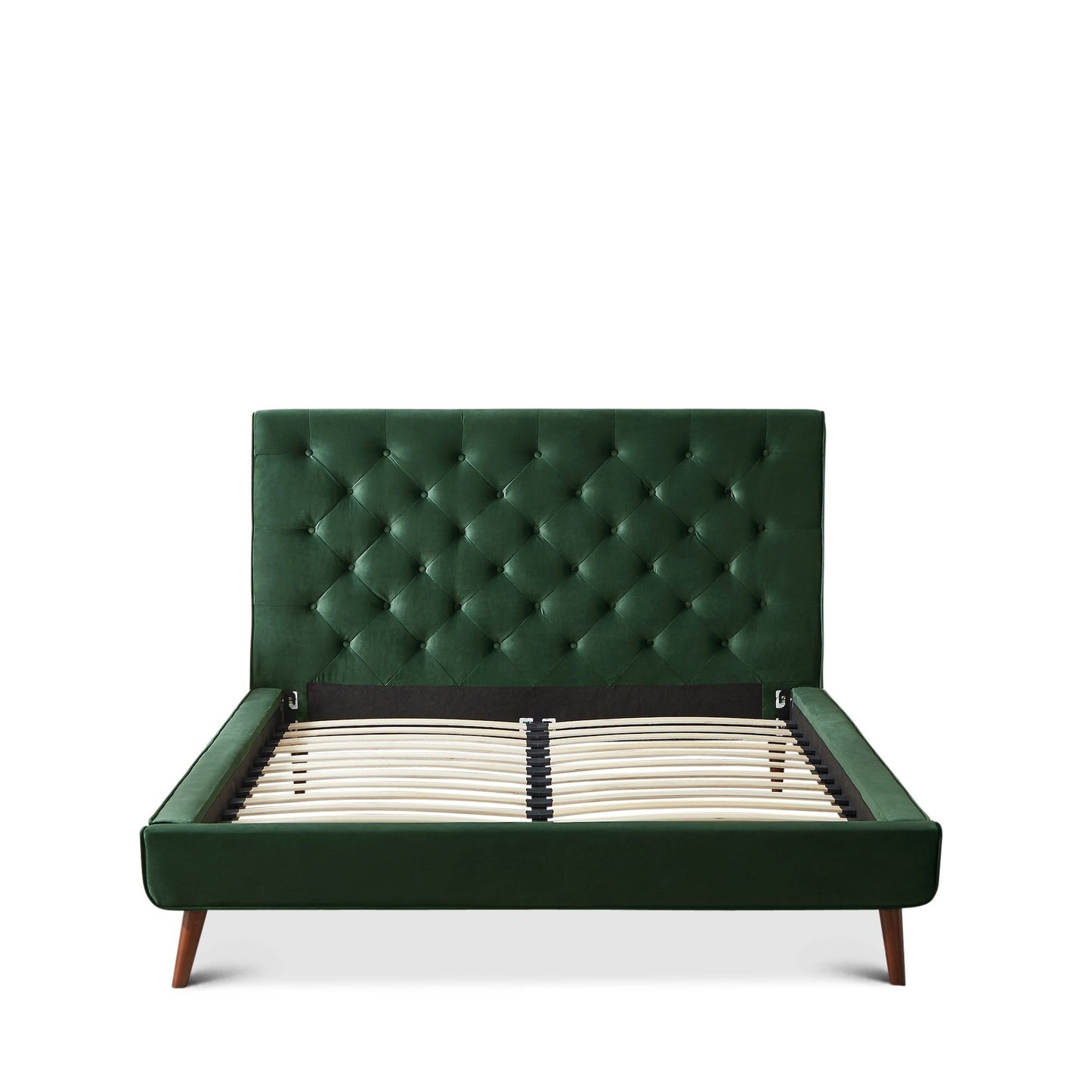 Dillon - Velvet Platform Bed Queen Size - Green