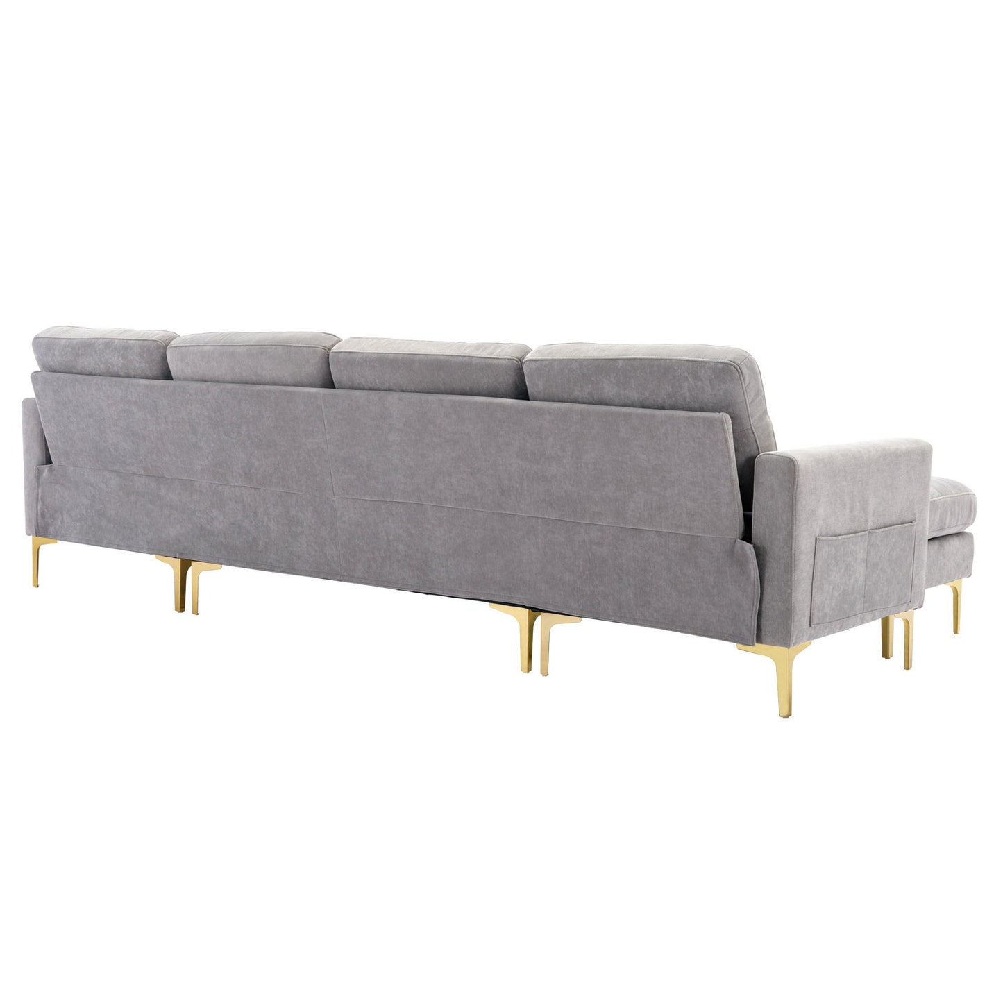 Convertible Sectional Sofa Couch With Movable Ottoman - Light Gray
