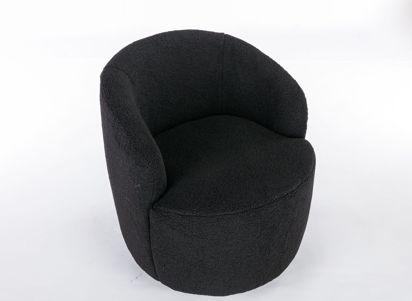 Teddy Fabric Swivel Accent Armchair Barrel Chair With Black Powder Coating Metal Ring - Black