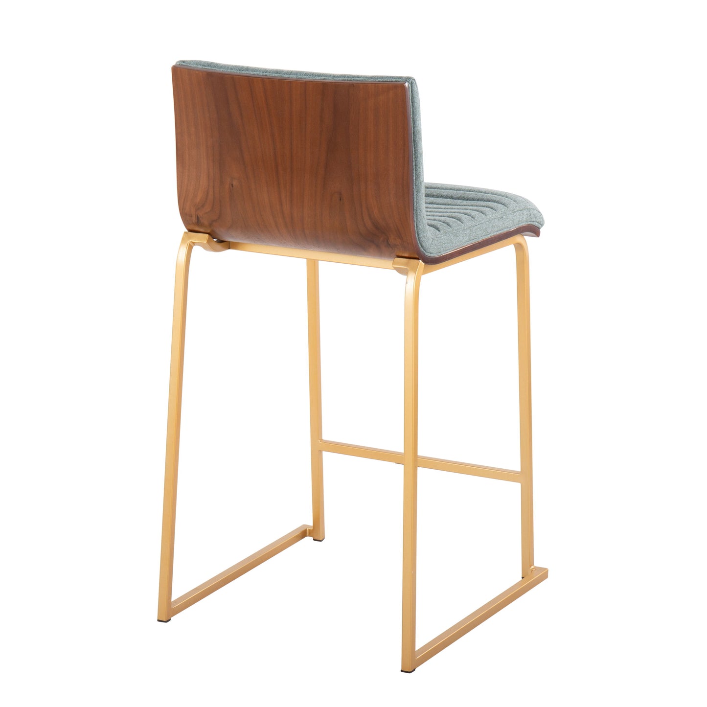 Mason Mara - Contemporary Fixed Height Counter Stool (Set of 2) - Gold / Walnut / Green