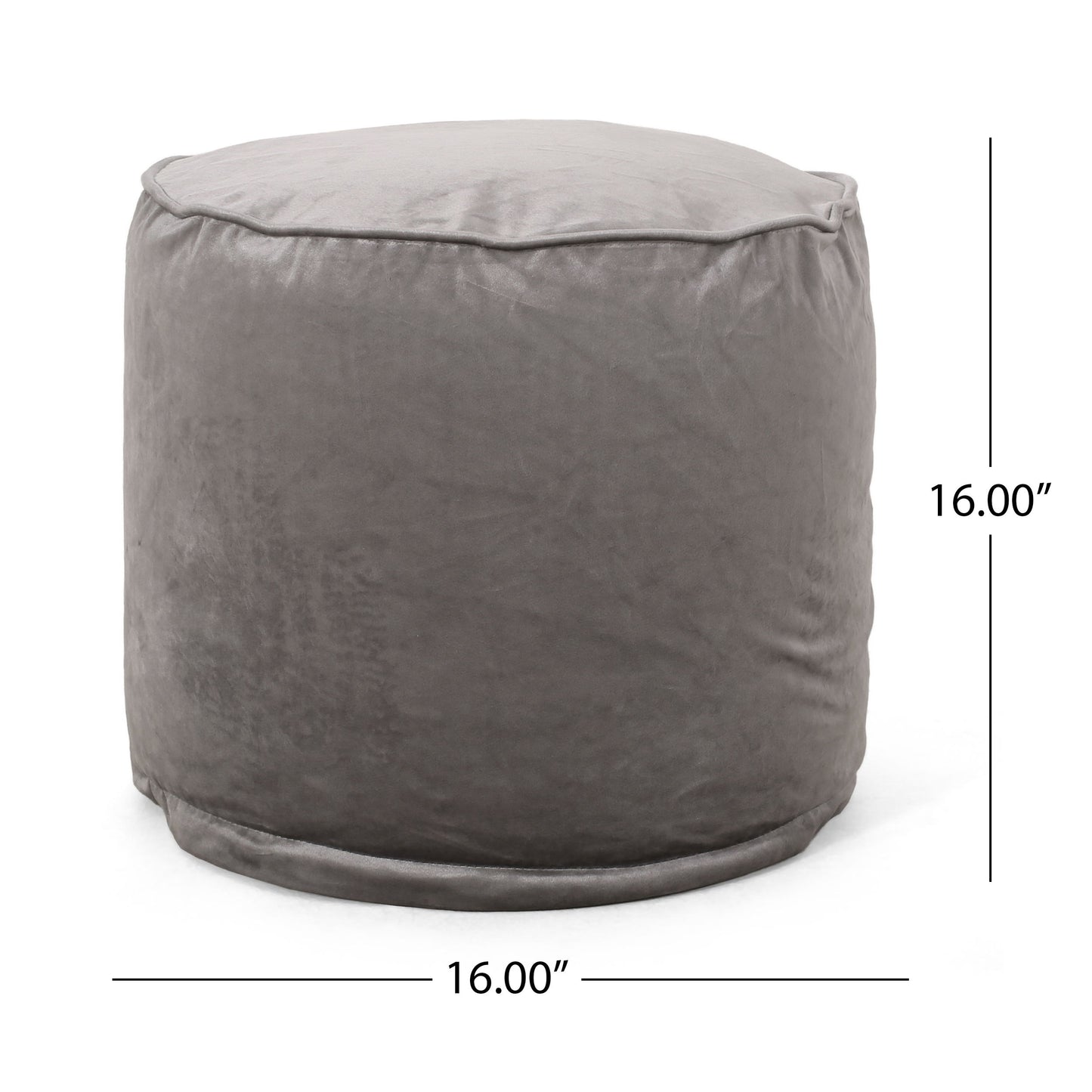 Shimon - Cylinder Pouf Ottoman And Floor Cushion - Pewter Gray