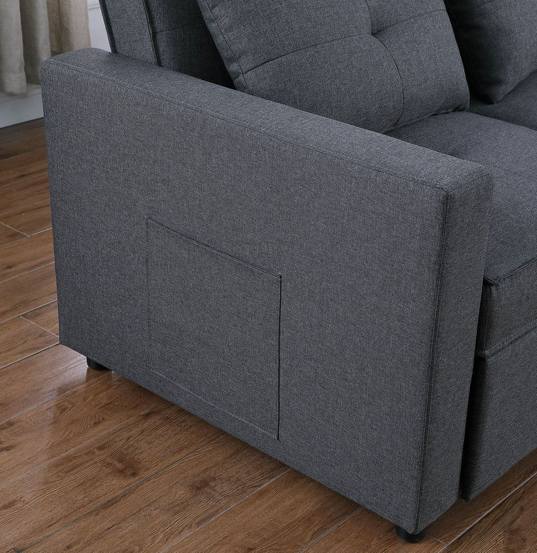 Zoey - Convertible Sleeper Chair With Side Pocket - Dark Gray