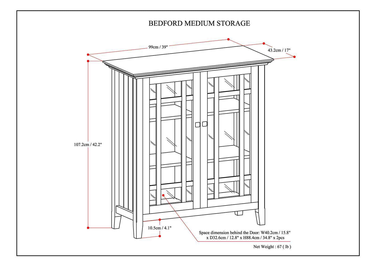 Bedford - Medium Storage Cabinet - Farmhouse Gray