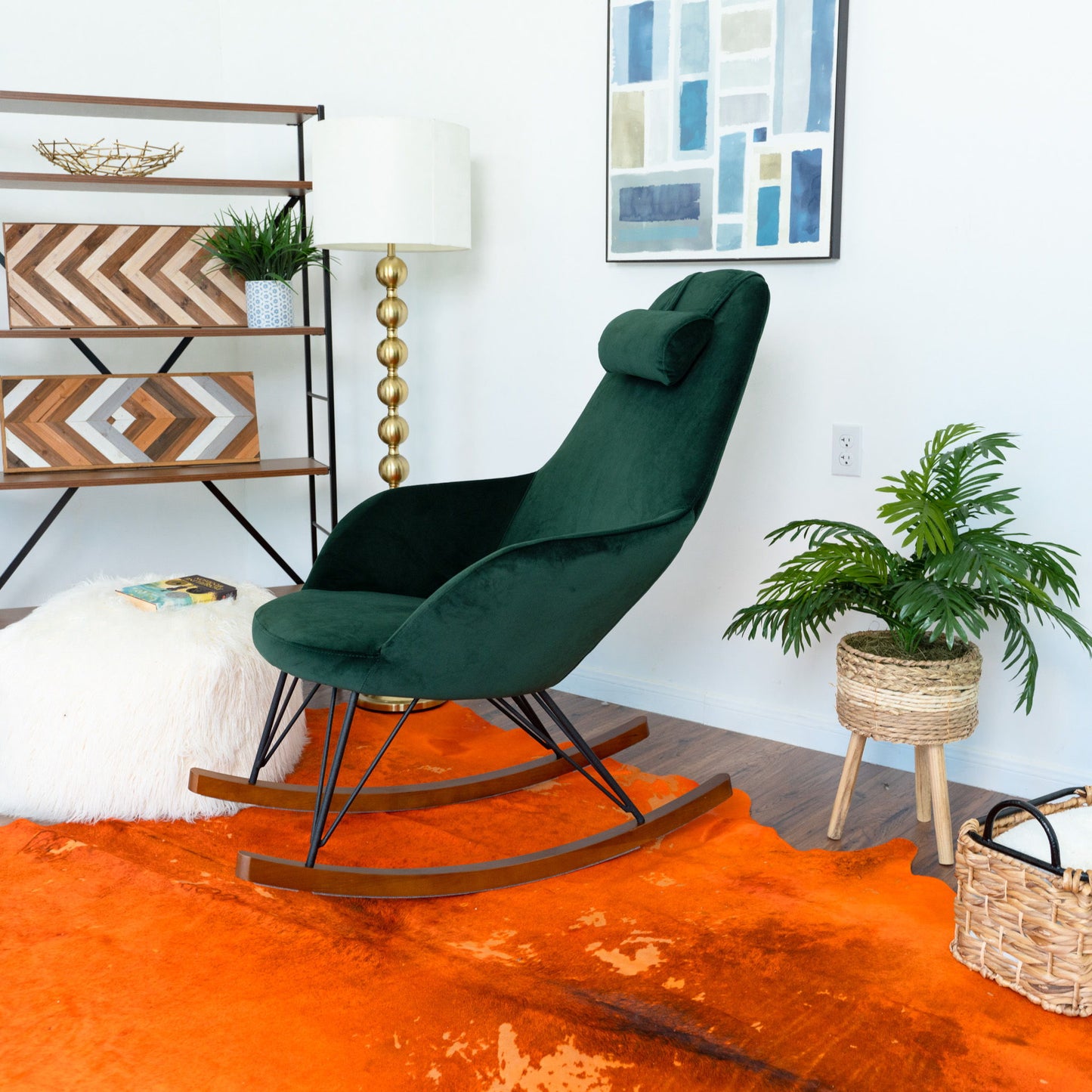 Chloe - Mid Century Modern Rocker Livingroom And Bedroom Chair - Green