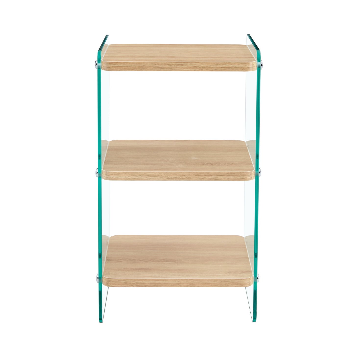 Modern 3 Layer Bedside Cabinet With Storage Function In Wood And Tempered Glass - Wood