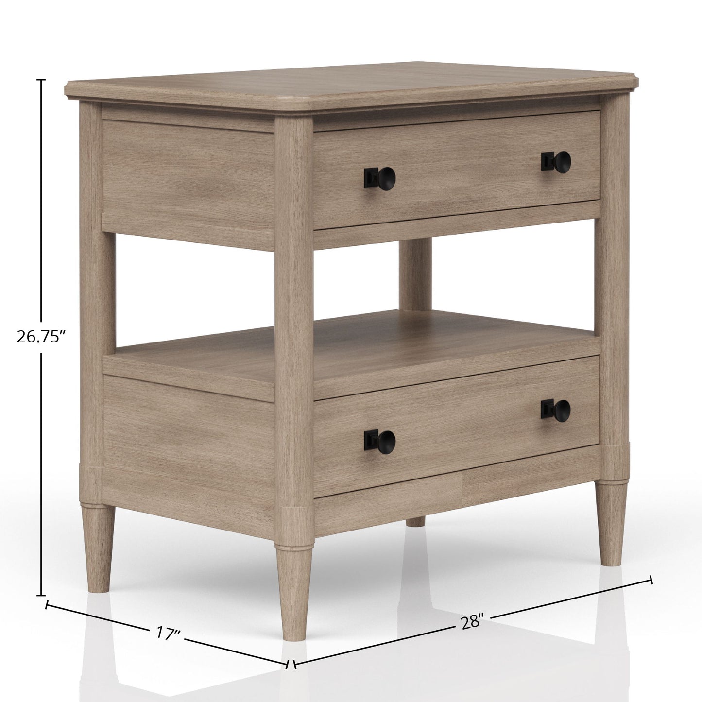 Open Nightstand With 2 Drawers - Sand