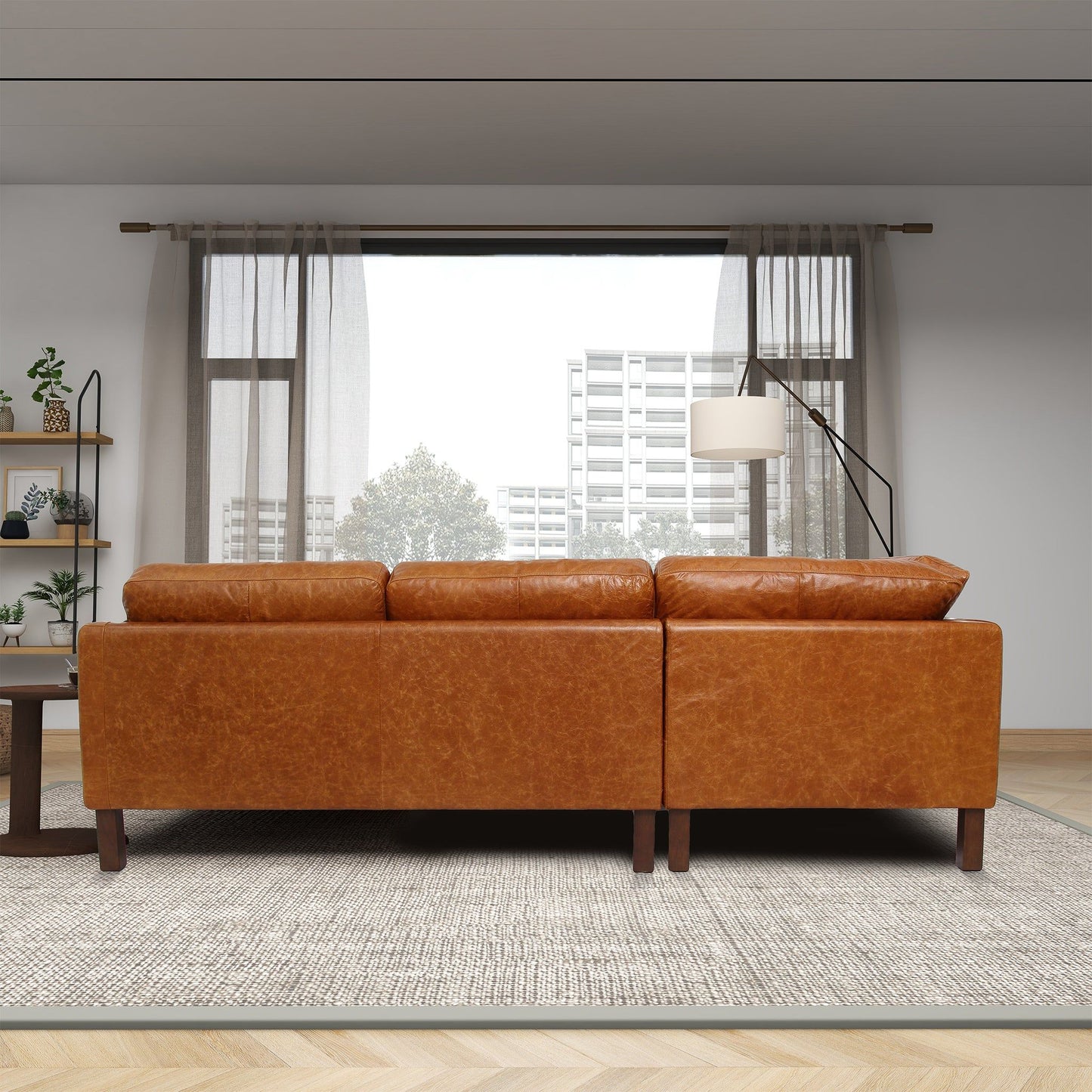 Juno - Sectional Left Waxy Sofa - Cognac