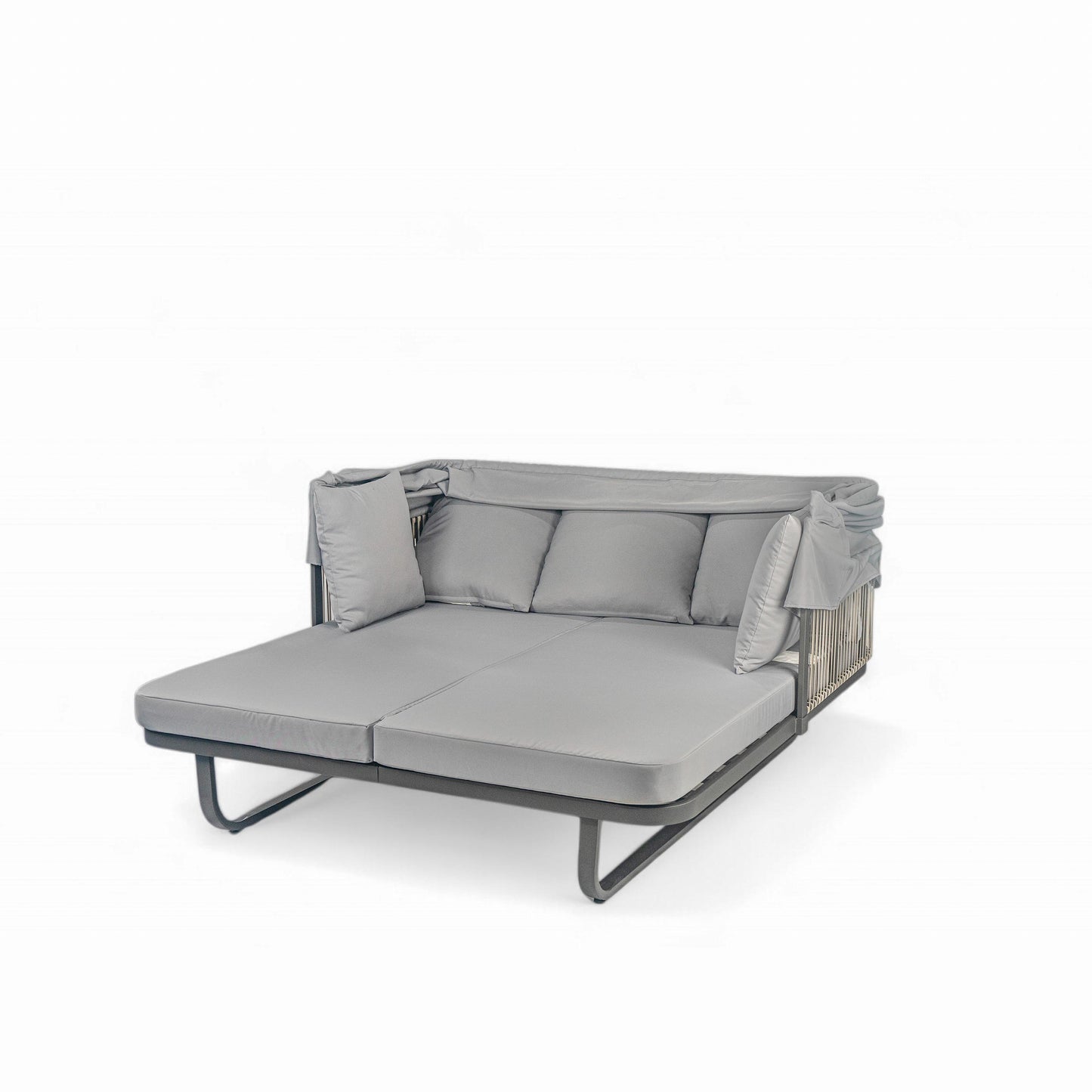 Outdoor Patio Daybed Rattan Daybed Outdoor Sunbed With Detachable Pillows For Patio, Backyard, Pool - Gray