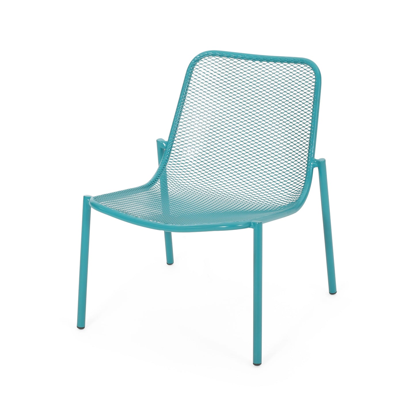 Outdoor Iron Chair With Mesh Design - Teal