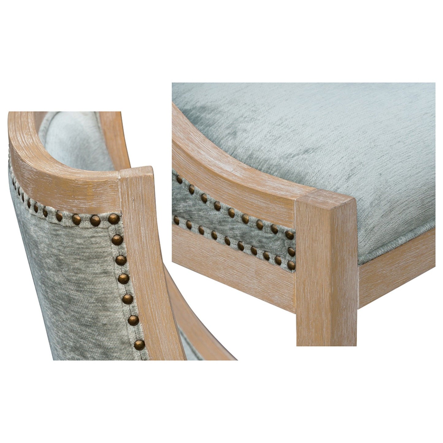 Upholstered Dining Chair With Nailhead Trim - Soft Green
