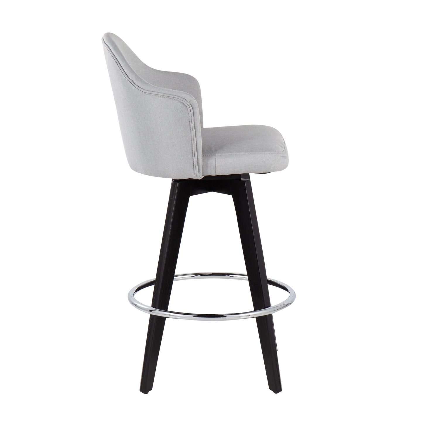 Ahoy - Contemporary Fixed Height Counter Stool Round Chrome Footrest (Set of 2) - Light Gray / Black
