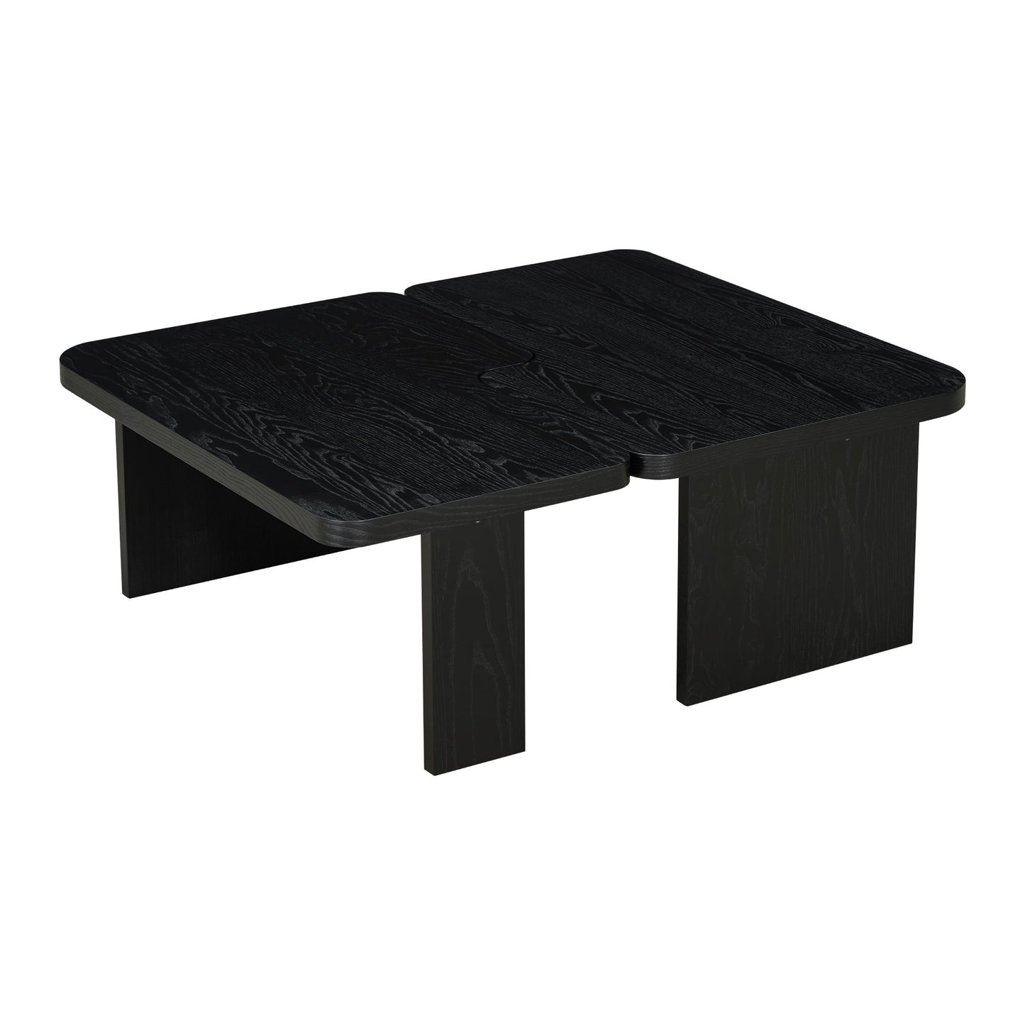 Modern Minimalist Coffee Table Set, Rectangle Coffee Table With Splicing Design, Multifunctional Combination Table For Living Room - Black