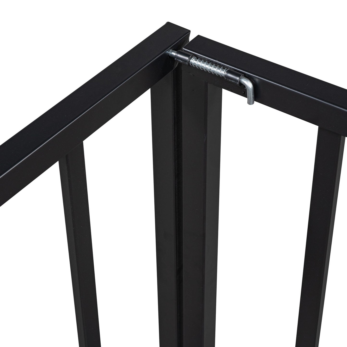 Twin Size Floor Bed Frame With Fence And Door - Black